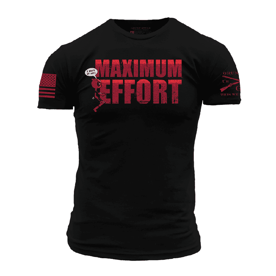 Maximum Effort T-Shirt for Men - Premium Black Cotton Tee - Perfect for Gym, Workout & Casual Wear