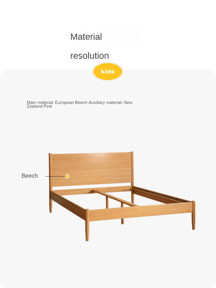 Solid Wood Kids Bed - Beech or Oak Frame - Soft Single Bed for Toddlers & Children - Perfect for Bedrooms, Daycare, or Guest Rooms