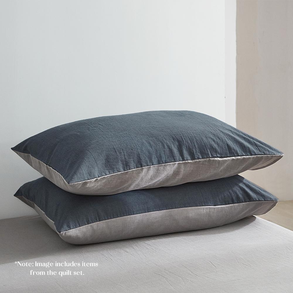 Premium 100% Cotton Sheet Set - Queen Size, Dark Blue & Grey - Soft & Breathable Bedding for Comfortable Sleep - Perfect for Master Bedroom, Guest Room, or Vacation Home