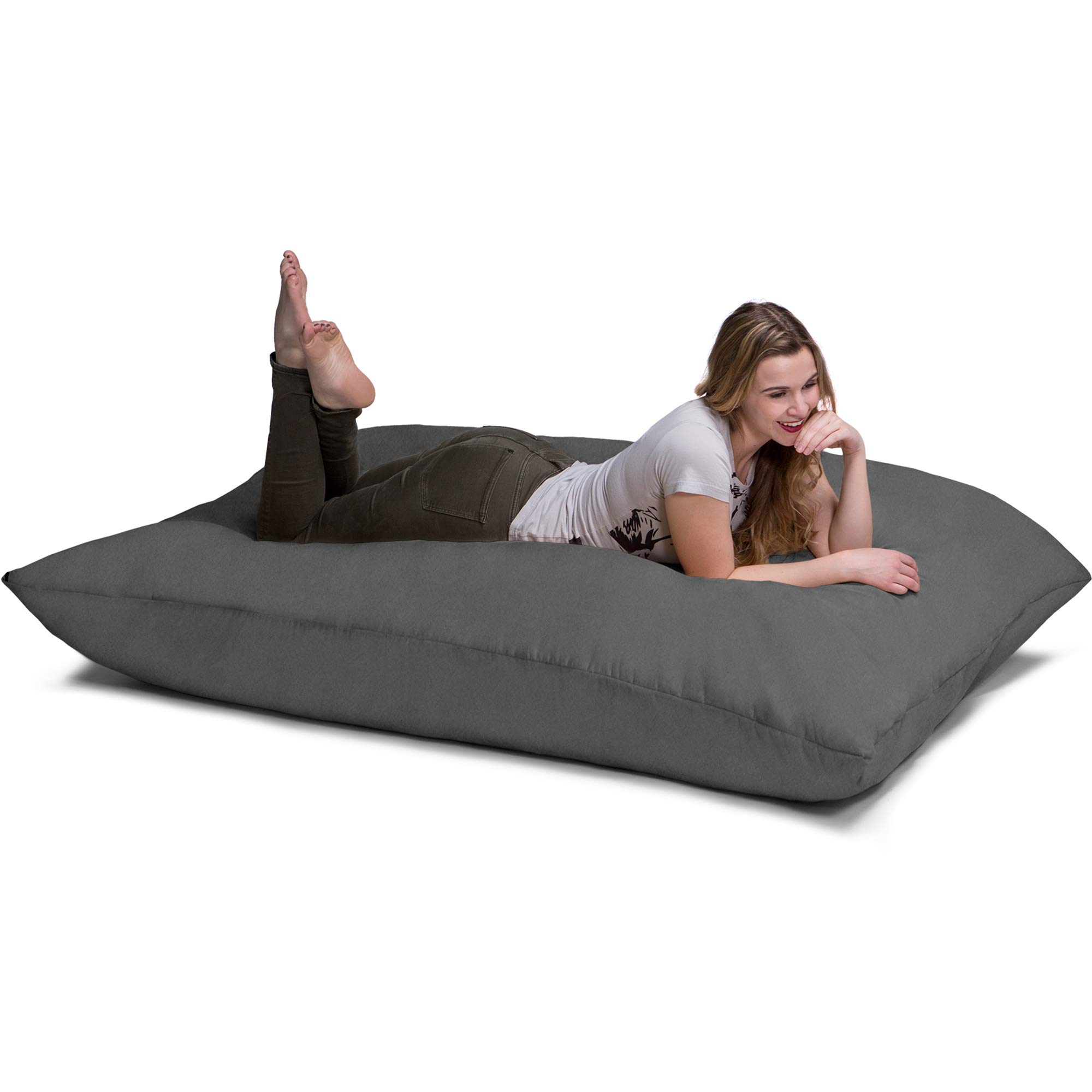 Jaxx Pillow Saxx 5.5-Foot Oversized Bean Bag Chair - Ultra Soft Floor Pillow Lounger for Adults & Teens, Charcoal Grey - Perfect for Gaming, Movie Nights & Dorm Room Relaxation