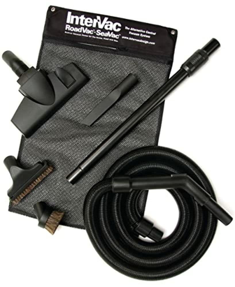 Intervac Central Vacuum Tool Kit - 35' Stretch Hose & Attachments | Compatible with All Intervac Models | Easy to Use for Whole-Home Cleaning & DIY Projects