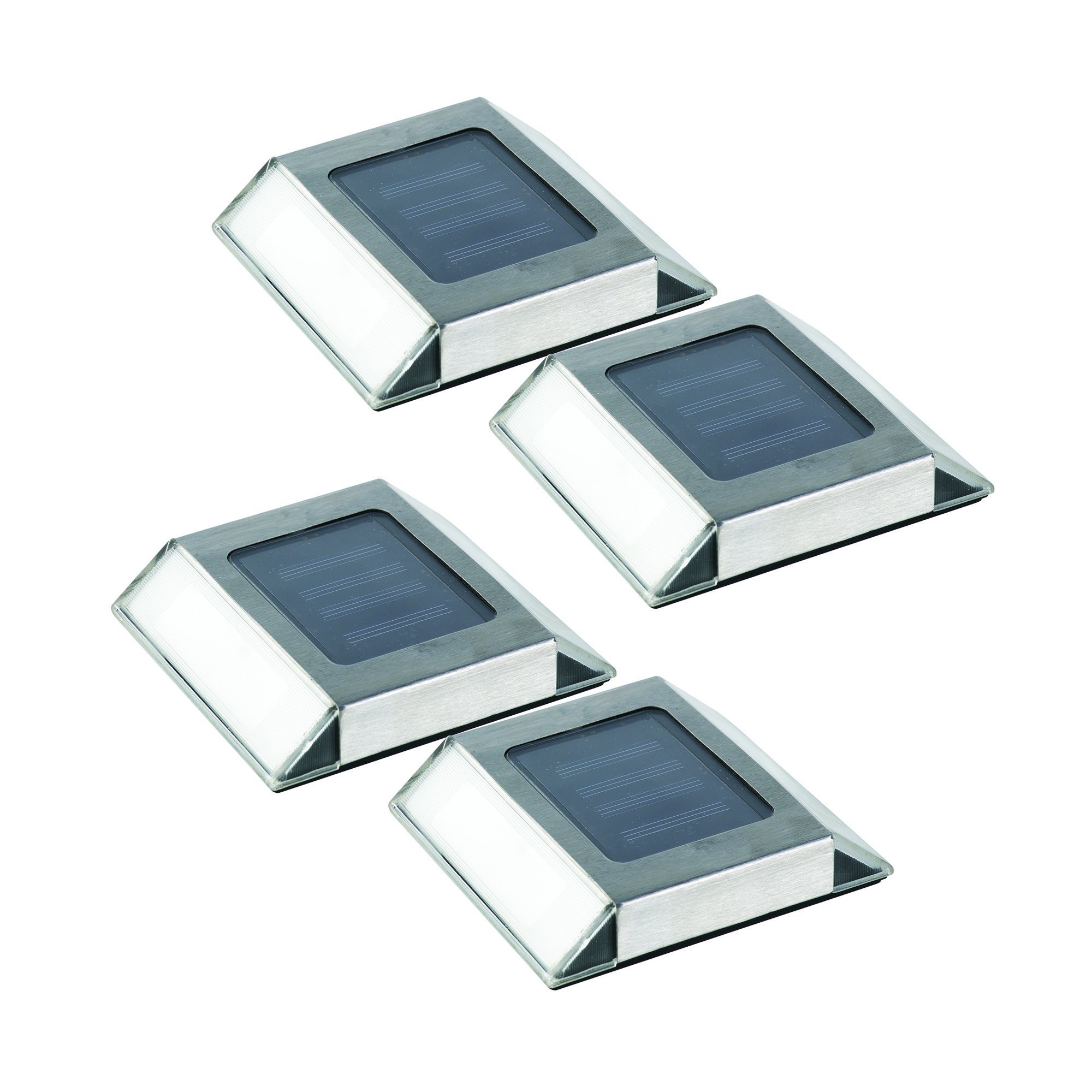 Nature Power 21072 Solar Pathway Lights - 4 Pack Stainless Steel Outdoor Solar Garden Lights for Walkway, Driveway, Patio, Yard & Landscape Lighting