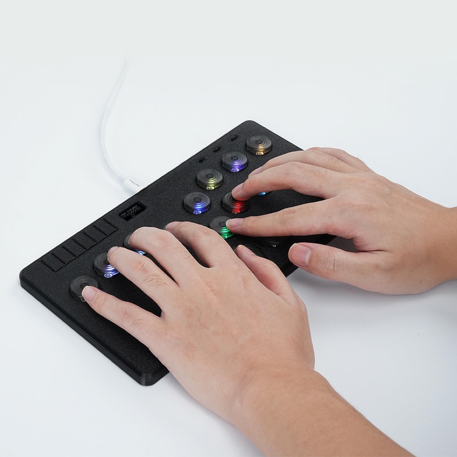 BITFUNX 14-Key Gaming Keypad & Arcade Stick - Flatbox Leverless Controller with SOCD Cleaning & Hot-Swap Switches | Custom RGB Lighting & Turbo Function for PC, PS3/PS4/PS5, Nintendo Switch & Steam | Perfect for Street Fighter, Fighting Games & Competitive Esports Tournaments