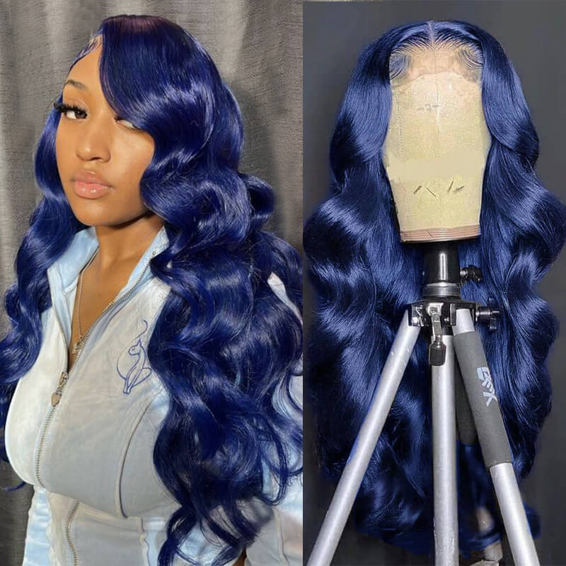 Flawless Blue Eullair Navy Blue Body Wave Straight Curly Human Hair Lace Front Wig | TikTok Saebunny Recommended | Perfect for Cosplay, Parties & Daily Wear