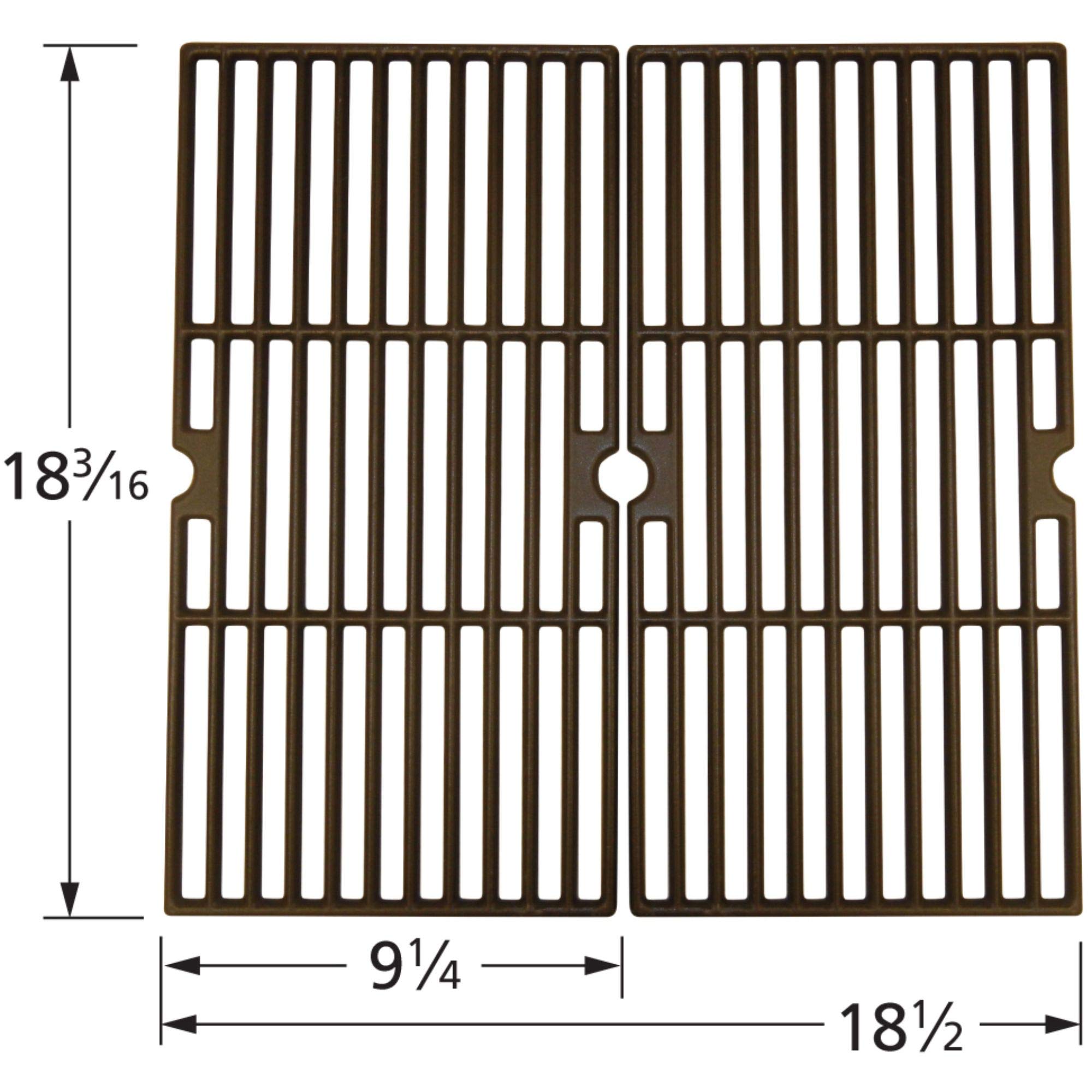 2-Piece Matte Cast Iron Cooking Grid for Charbroil Gas Grills - 18.5 Inch Replacement Grates for BBQ, Grilling Steaks, Burgers & Vegetables - Heavy Duty & Rust Resistant
