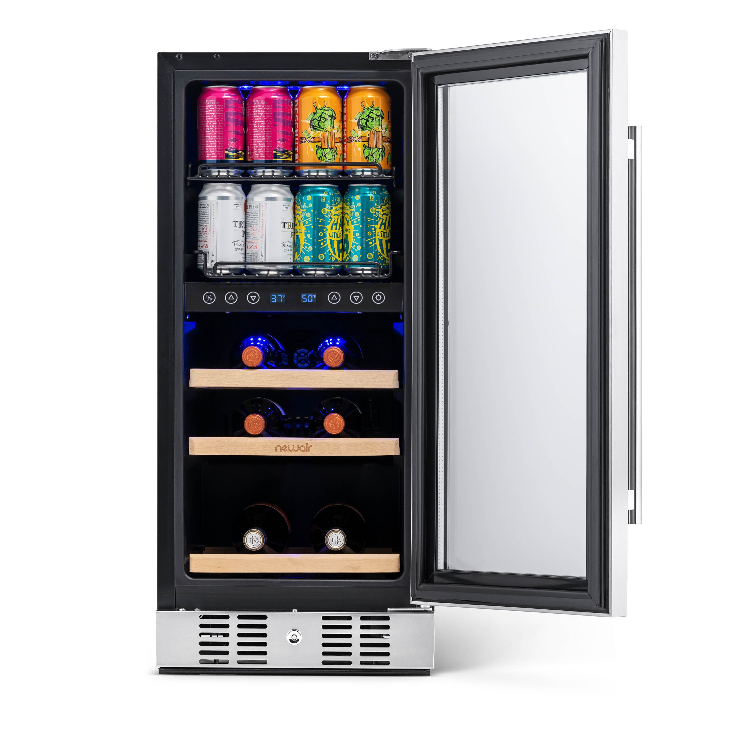 Newair® 48 Can 9 Bottle Built-in Dual Zone Beverage Refrigerator - Perfect for Home Bar, Office, or Man Cave Drinks Storage