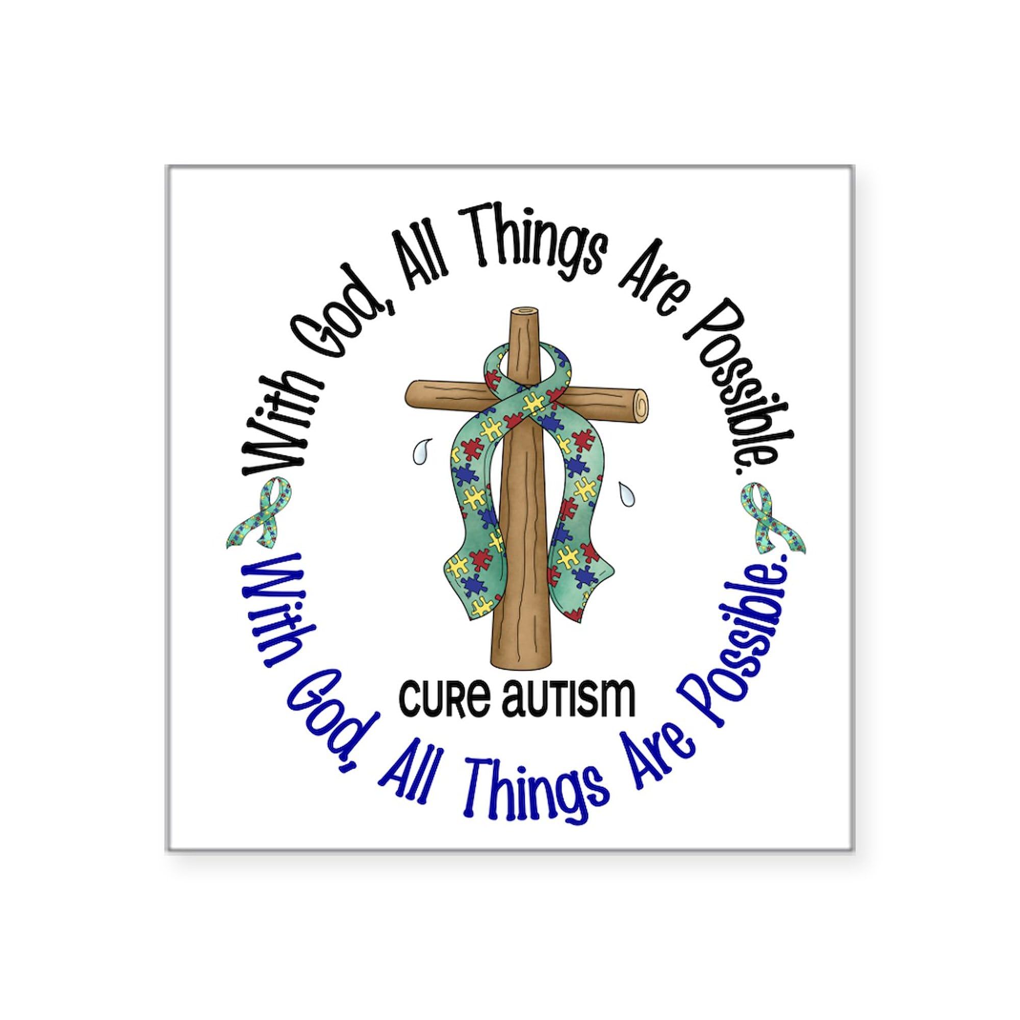 Religious Car Sticker - God Cross Autism Awareness Decal for Bumper, Window & Laptop | Waterproof Vinyl for Cars, Trucks & Personal Items | Show Your Faith & Support