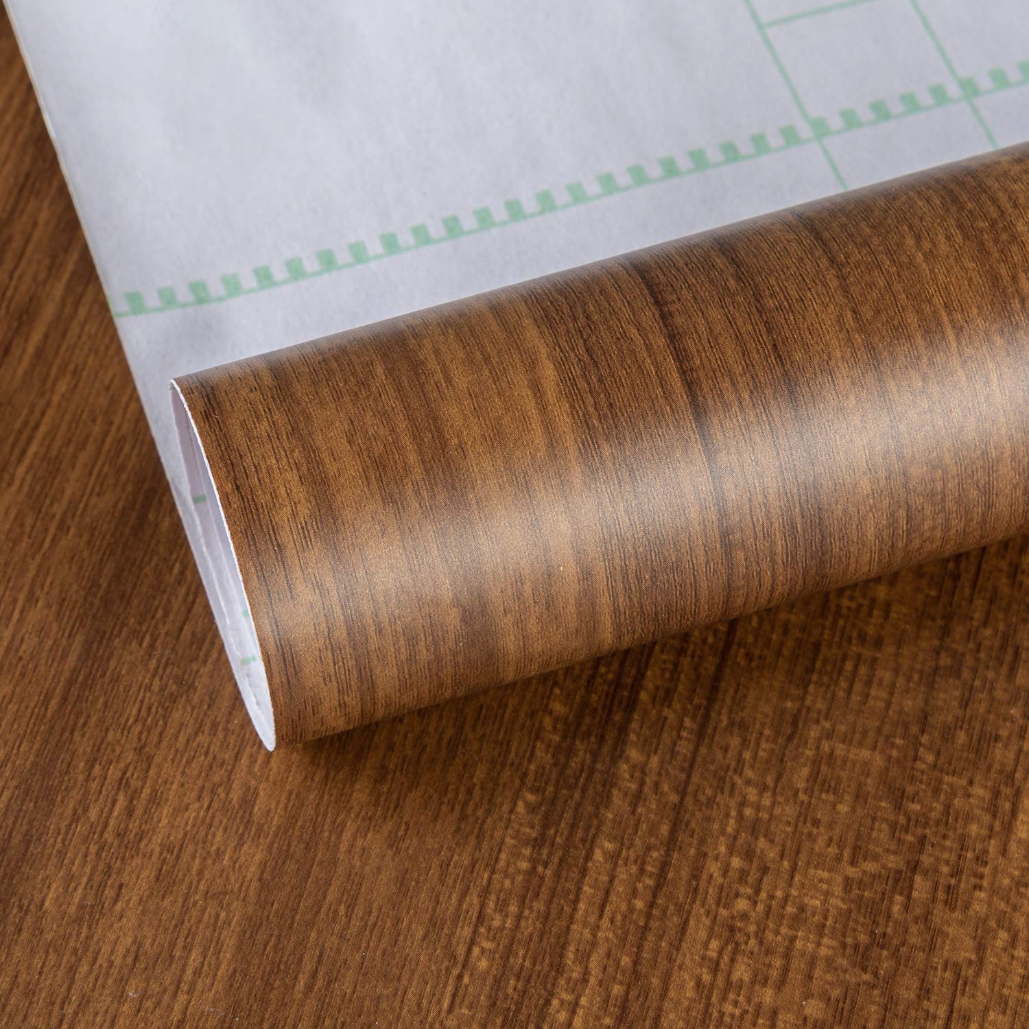 TOTIO Brown Wood Grain Contact Paper - Thick Walnut Peel & Stick Wallpaper | Waterproof Removable Adhesive Vinyl Wrap for Countertops, Tables & Walls | DIY Home Decor, Kitchen Backsplash, Furniture Makeover