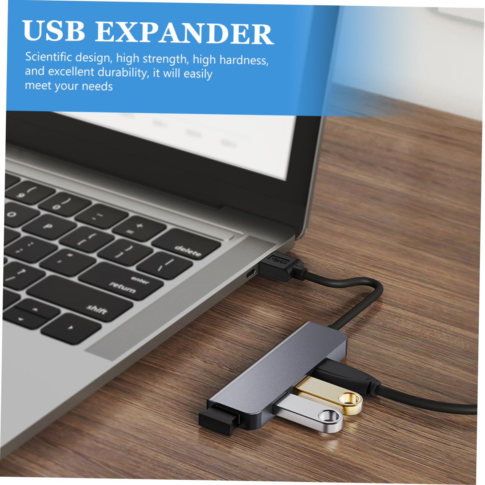 OSALADI 2-Port USB 3.0 Hub Extender - Aluminum Alloy USB A Extension Adapter for Laptop, Computer, PC, MacBook - Perfect for Home Office, Gaming & Multi-Device Charging