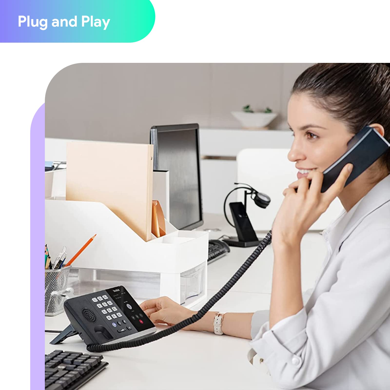 Yealink MP50 USB Phone Handset - Microsoft Teams & Skype for Business Certified, Bluetooth Desktop Phone for PC - Convert Mobile to Office Phone (No SIP/VoIP Registration) - Ideal for Remote Work, Call Centers & Home Office Setup
