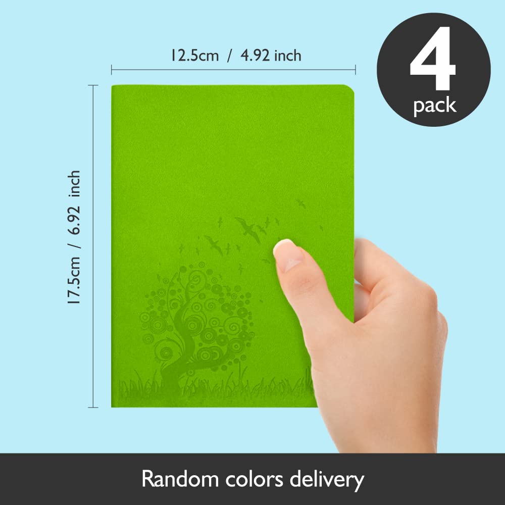 SINOBAND B6 4-Pack Mini PU Leather Notebook Set - Colorful Writing Journal, Travel Diary & Daily Notepad for School, Office & Gift (4 Random Colors) - Perfect for Note Taking, Planning & Creative Writing