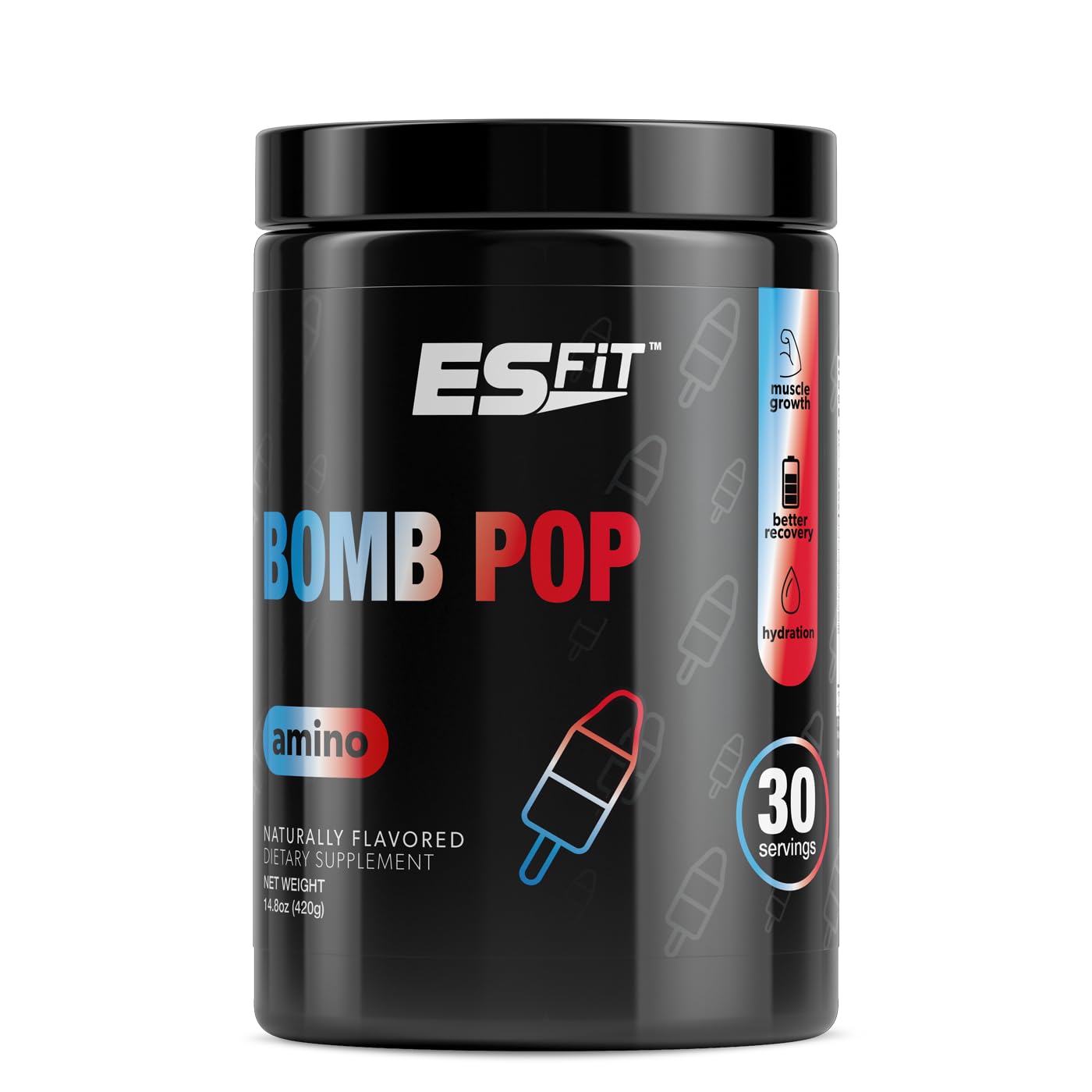 **Premium BCAA Amino Powder 2:1:1 Ratio - Pre & Post Workout Supplement with Electrolytes, Essential Amino Acids, Great Bomb Pop Flavor - Lab Tested & Certified (30 Servings) - Ideal for Muscle Recovery & Hydration**