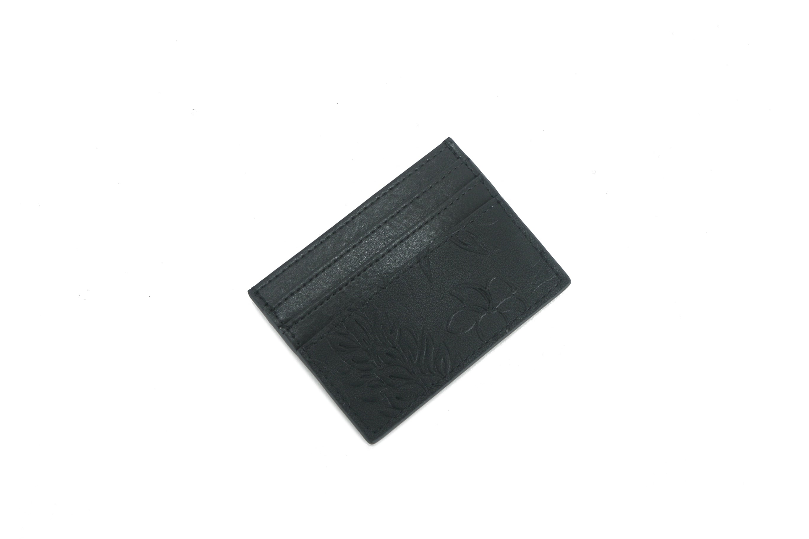 Meilany Ginger Embossed Black Leather Card Holder - Slim RFID Blocking Wallet for Credit Cards & ID (Perfect for Travel, Business, and Everyday Use)