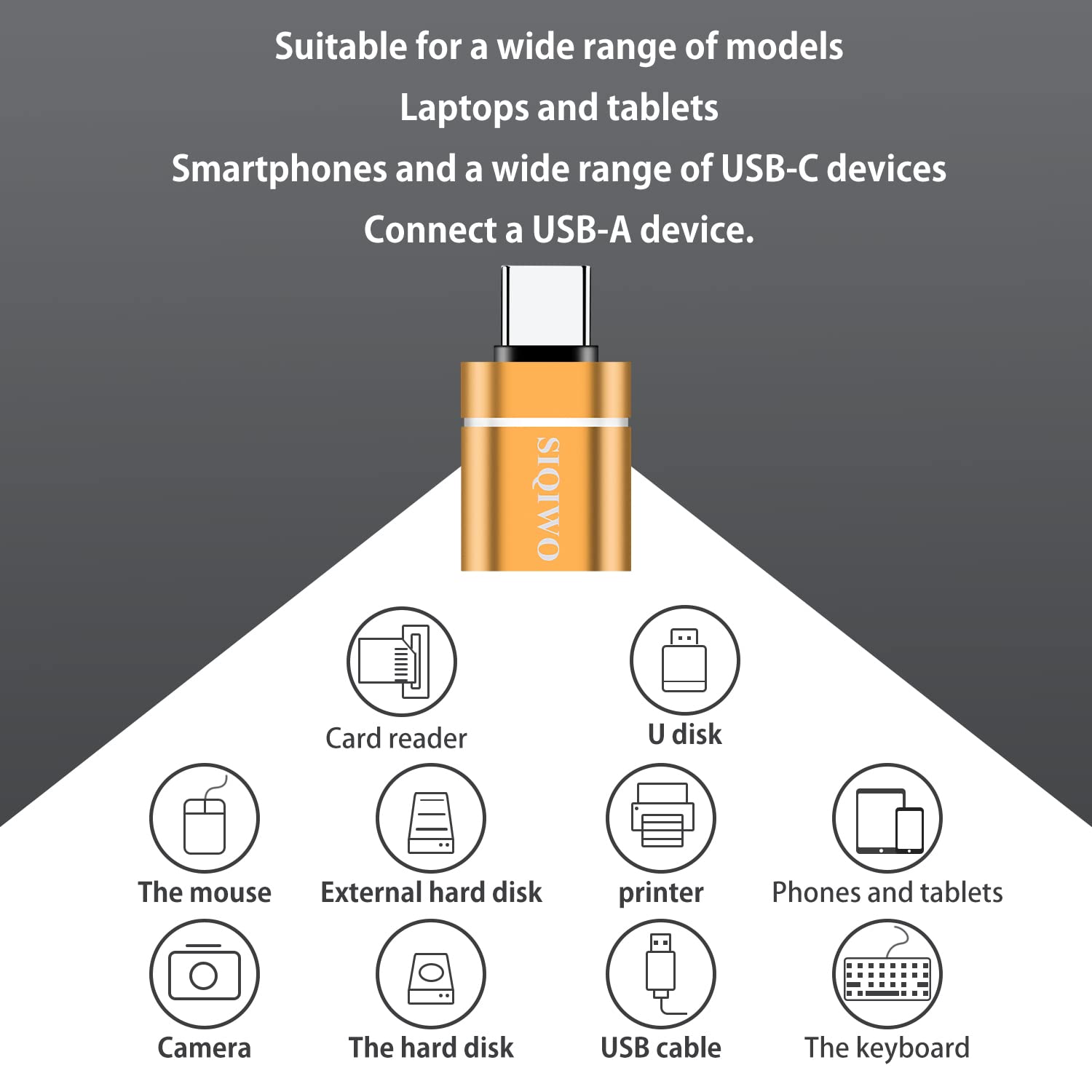 SIQIWO USB C to USB 3.0 OTG Adapter 2 Pack - Type C OTG Converter for MacBook Pro/Air, Dell XPS, Samsung Galaxy, Huawei, Surface Go - Fast Data Transfer & Charging for Laptops, Phones & Tablets