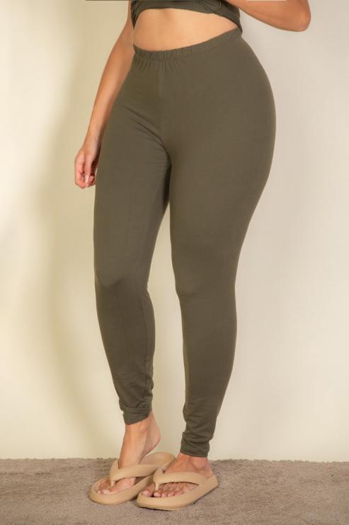 Plus Size Basic Solid Leggings for Women - High Waist Stretchy Yoga Pants - Comfortable Workout & Lounge Wear for Gym, Running, and Everyday Use