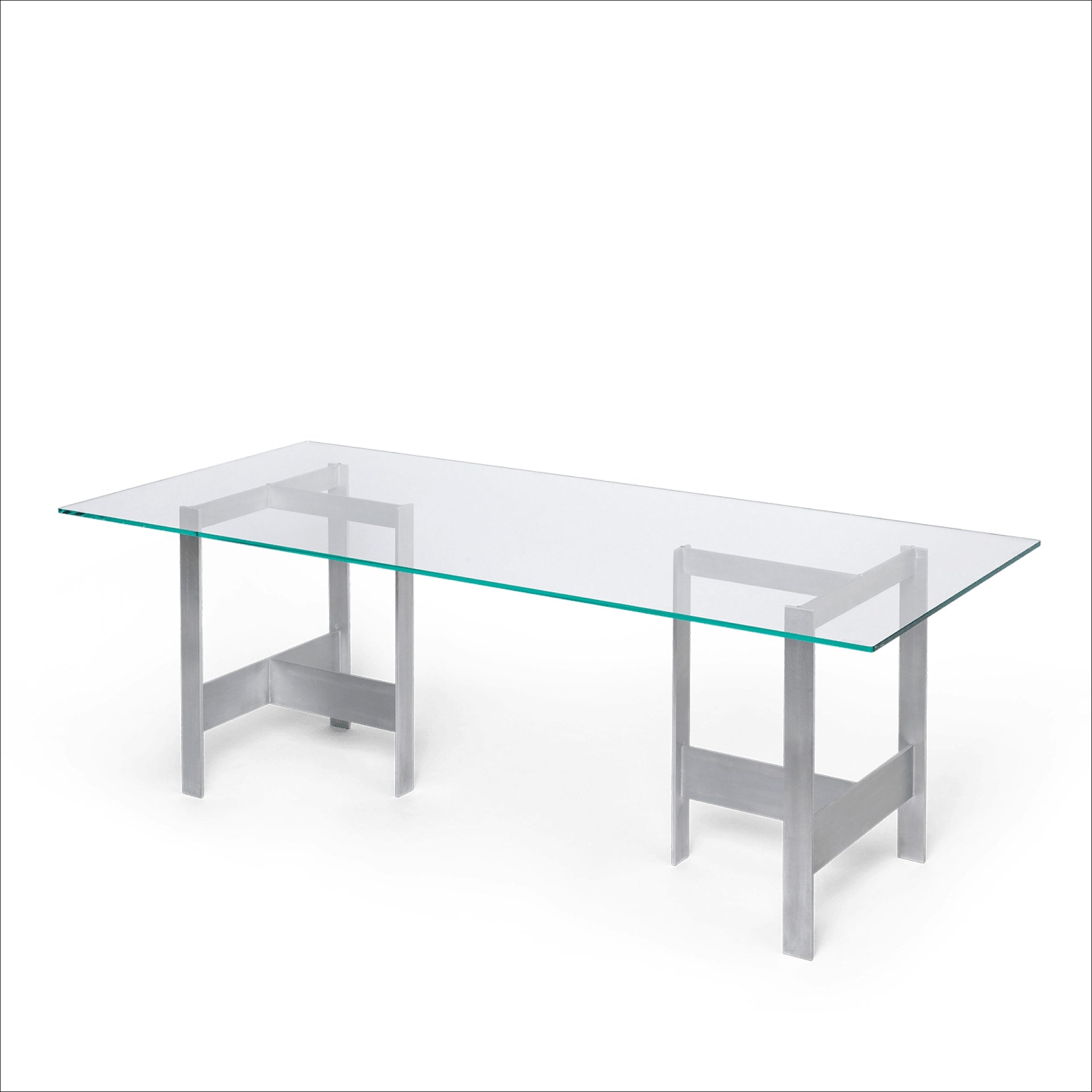 FERM LIVING Lager Dining Table - 90x200cm Modern Glass & Aluminum Dining Table for Kitchen, Dining Room | Perfect for Small Spaces & Contemporary Home Decor