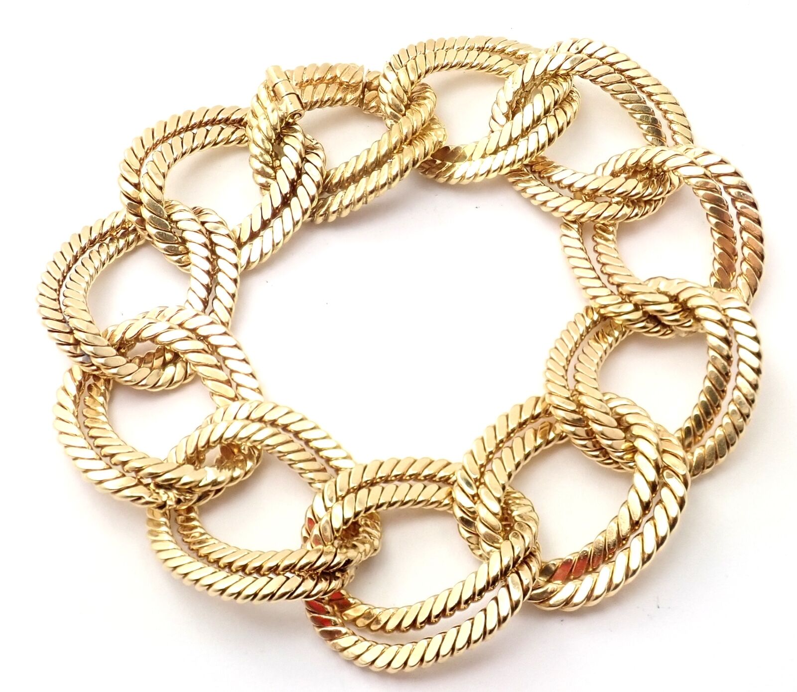 Authentic Verdura 18k Yellow Gold Rope Link Bracelet - Luxury Vintage Jewelry for Women - Perfect for Weddings, Parties & Special Occasions