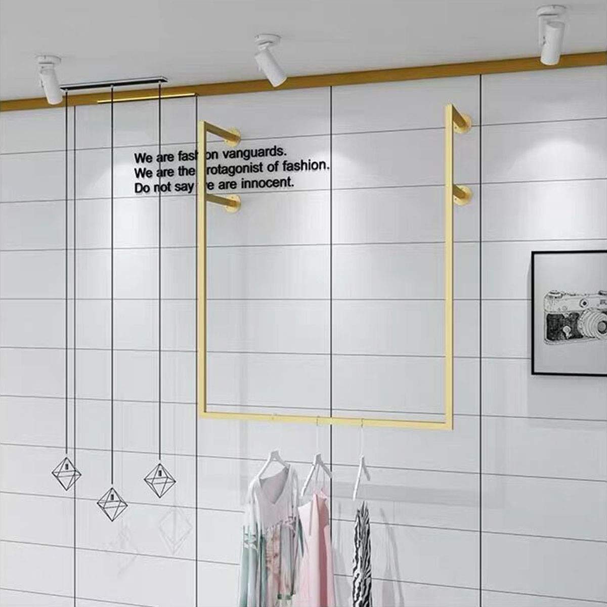 Simple Wall Mounted Metal Display Rack - U-Shaped Shelf for Clothing & Towel Storage (Gold, 39