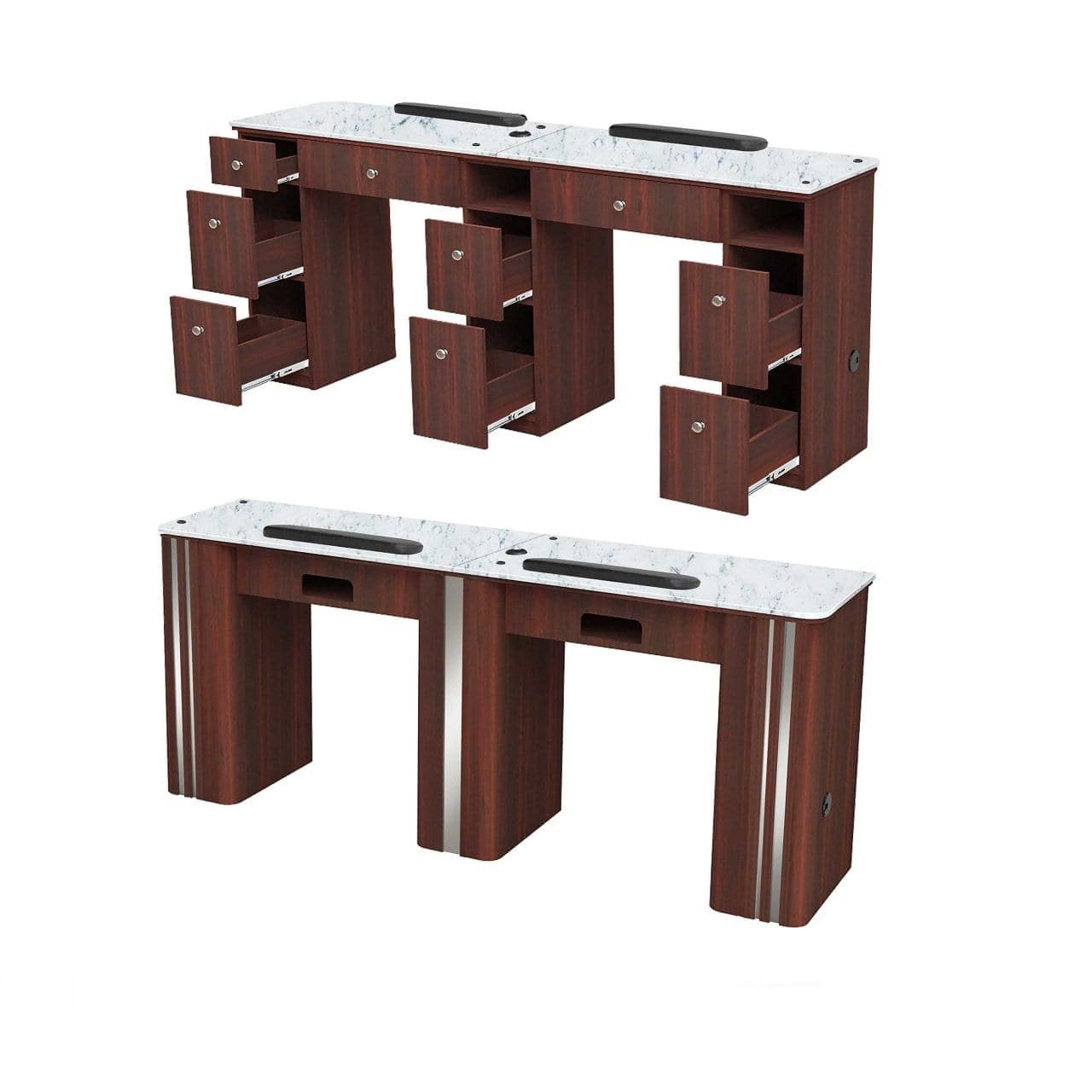 AVON Professional Double Manicure Table for Nail Salon - Portable Nail Technician Station with Storage Drawers | Perfect for Home & Salon Nail Services, Spa Treatments, and Beauty Professionals
