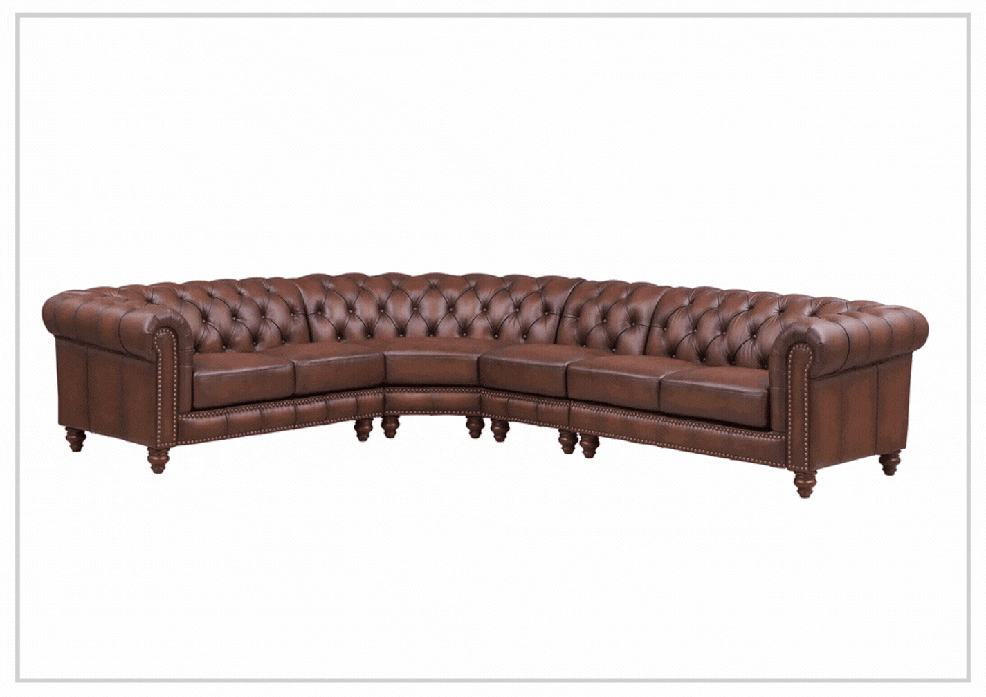 Premium Hydeline Alton Bay Leather Chesterfield L-Shaped Sectional Sofa with Nailhead Trim - Luxurious Living Room Furniture for Home Theater & Entertaining