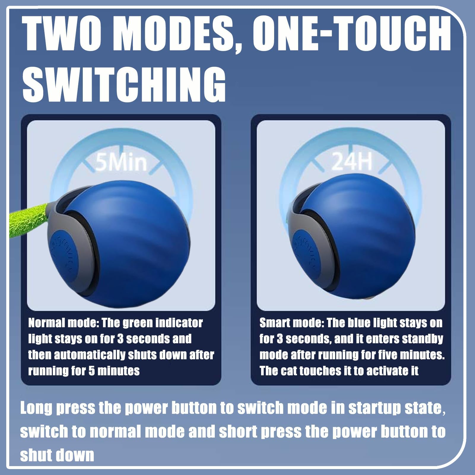 Speedy Tail 2.0 Interactive Cat Toy - Automatic Moving USB Rechargeable Smart Ball with Two Speed Settings & Replacement Tail (Blue) - Perfect for Indoor Cats Playtime & Exercise