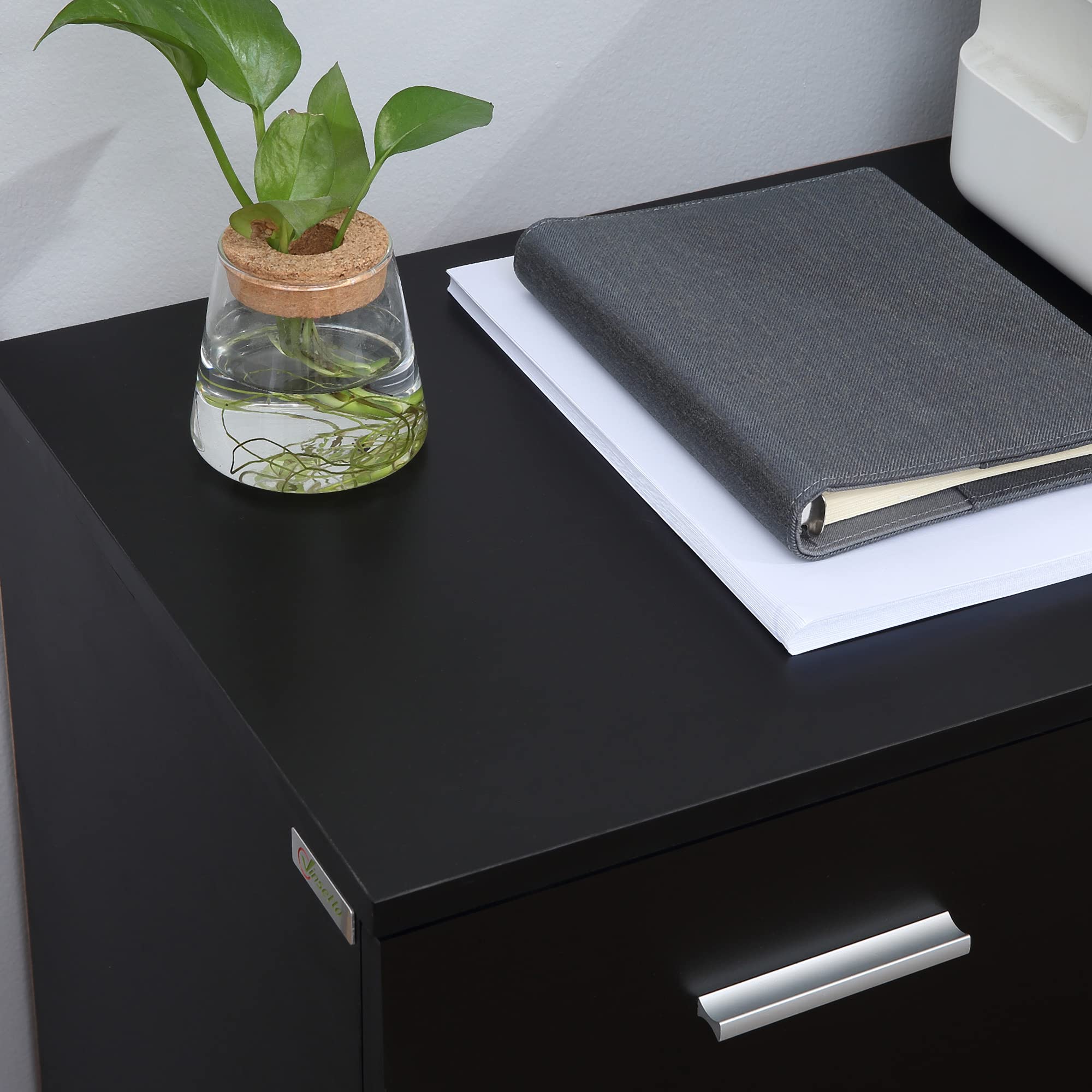 Vinsetto Black 2-Drawer 2-Shelf Multifunctional Office Filing Cabinet & Printer Stand with Smooth Countertop - Perfect for Home Office, Small Business & Workspace Organization