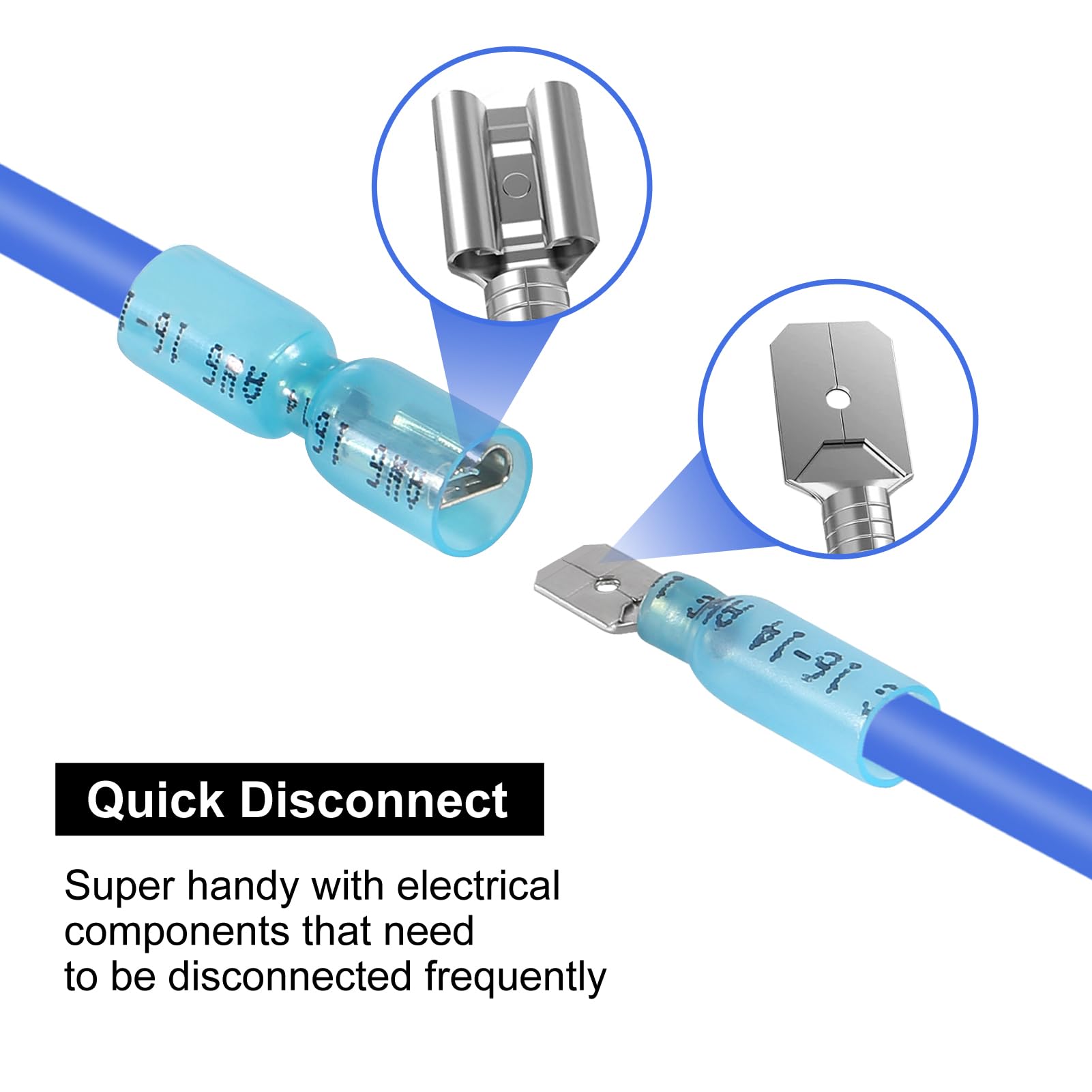 100PCS Heat Shrink Spade Connectors 22-10 AWG - Waterproof Insulated Male & Female Quick Disconnect Electrical Terminals Kit for Automotive, Marine, and Home Wiring Projects