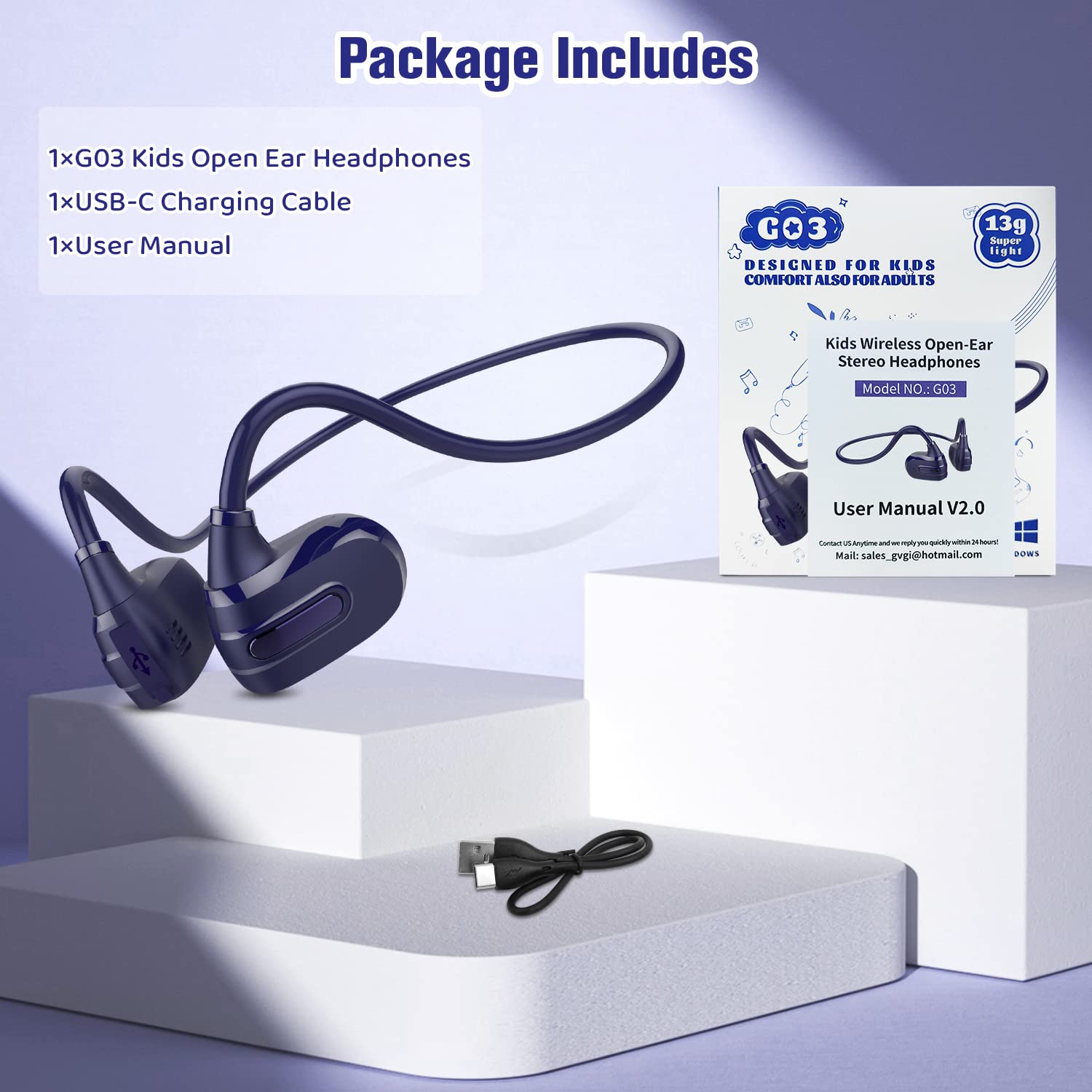 BANIGIPA Kids Open Ear Headphones - Wireless Bluetooth 5.3 Headset with Mic for Teens & Children, Ultra-Light 13g Design, 10H Playtime, Hearing Protection - Perfect for School, Online Learning, Tablet Use, Travel & Home Entertainment