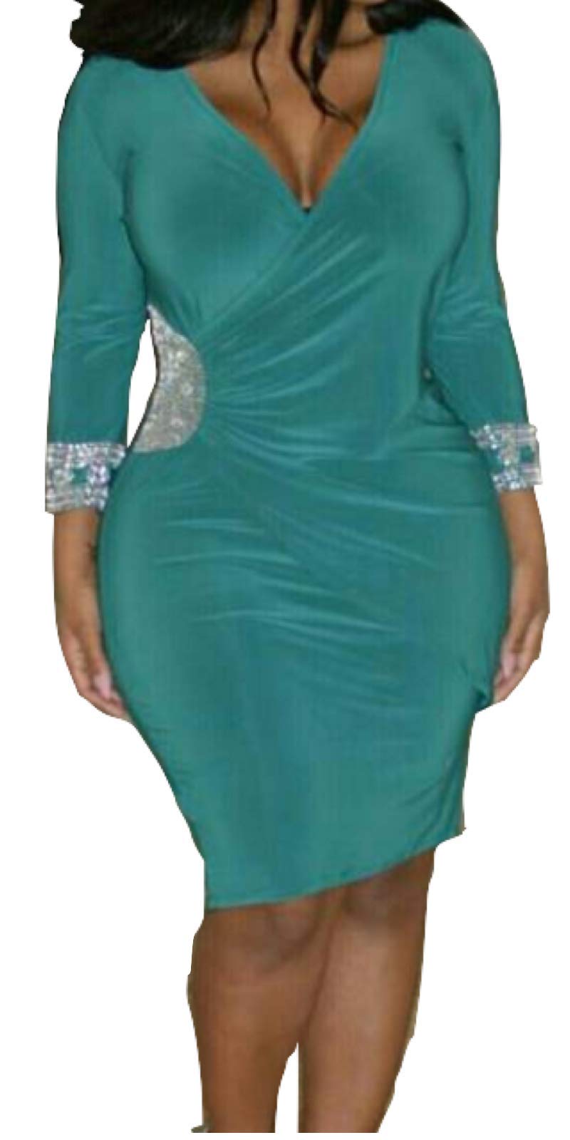 Glambition Kaftan Couture Brianna - Hand-Beaded Faux Wrap Midi Dress & Abaya for Women (X-Large, Lime Green) - Perfect for Beach Cover-Up, Resort Wear, and Special Occasions