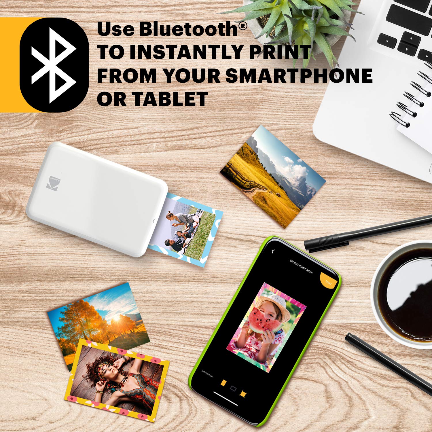 KODAK Step Instant Photo Printer - Compatible with Smile, Step, PRINTOMATIC Instant Cameras | Print Polaroid-Style Pictures for Parties, Travel & Scrapbooking