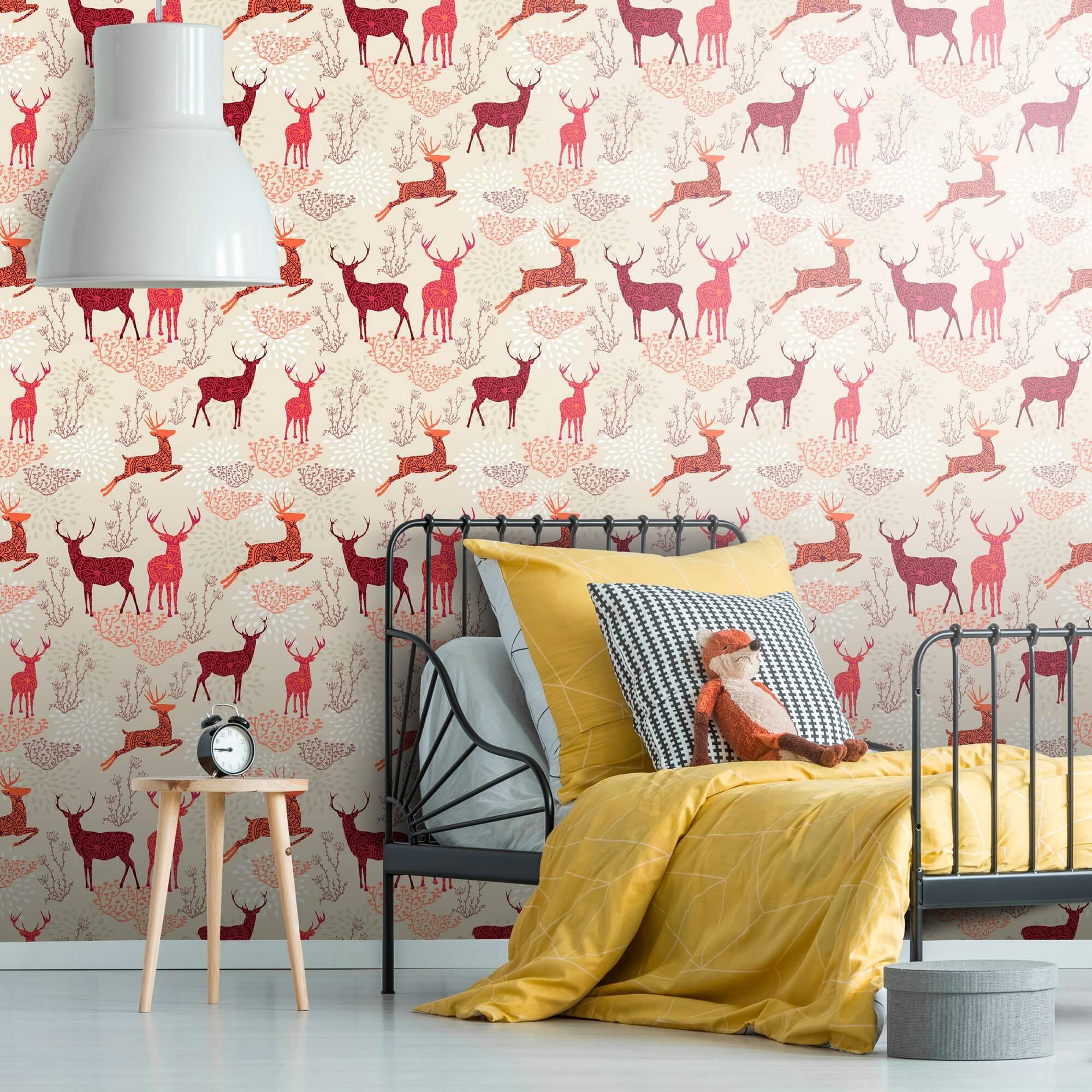 Orange and Purple Nature Themed Peel and Stick Removable Wallpaper - Self-Adhesive Decorative Wall Covering for Bedroom, Living Room, Nursery, and Office Decor