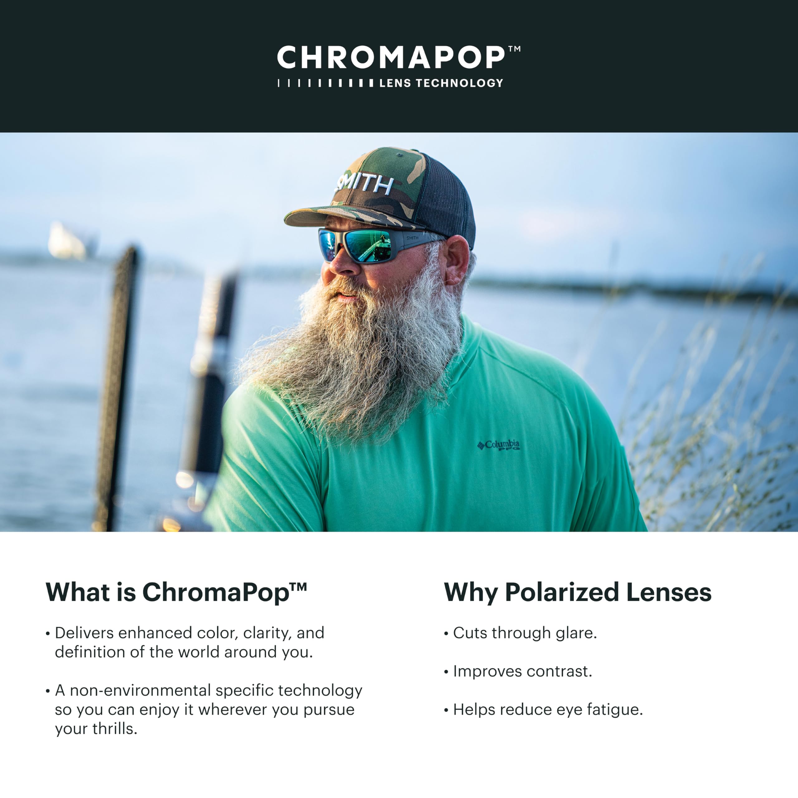 SMITH Emerge Polarized Sunglasses with ChromaPop Lenses - UV Protection Sports & Active Eyewear for Men & Women - Perfect for Running, Cycling, Hiking & Outdoor Adventures