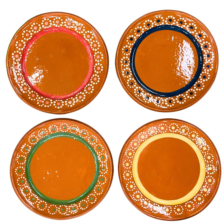 Set of 4 Large Capula Sencillo Plates - Handcrafted Mexican Ceramic Dinner Plates - Authentic Artisan Kitchenware for Dining & Home Decor - Perfect for Everyday Use, Special Occasions & Mexican-Themed Parties