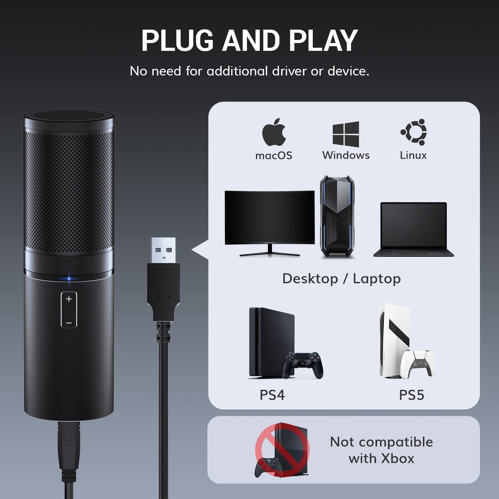 TONOR USB Podcast Microphone Kit - Professional Cardioid Condenser Mic for Gaming, Streaming & Recording | Compatible with PC, PS4/5, Discord & Twitch | Includes Adjustable Arm Stand | Perfect for YouTube, Singing & Live Broadcasts | Home Studio & Content Creation Essential