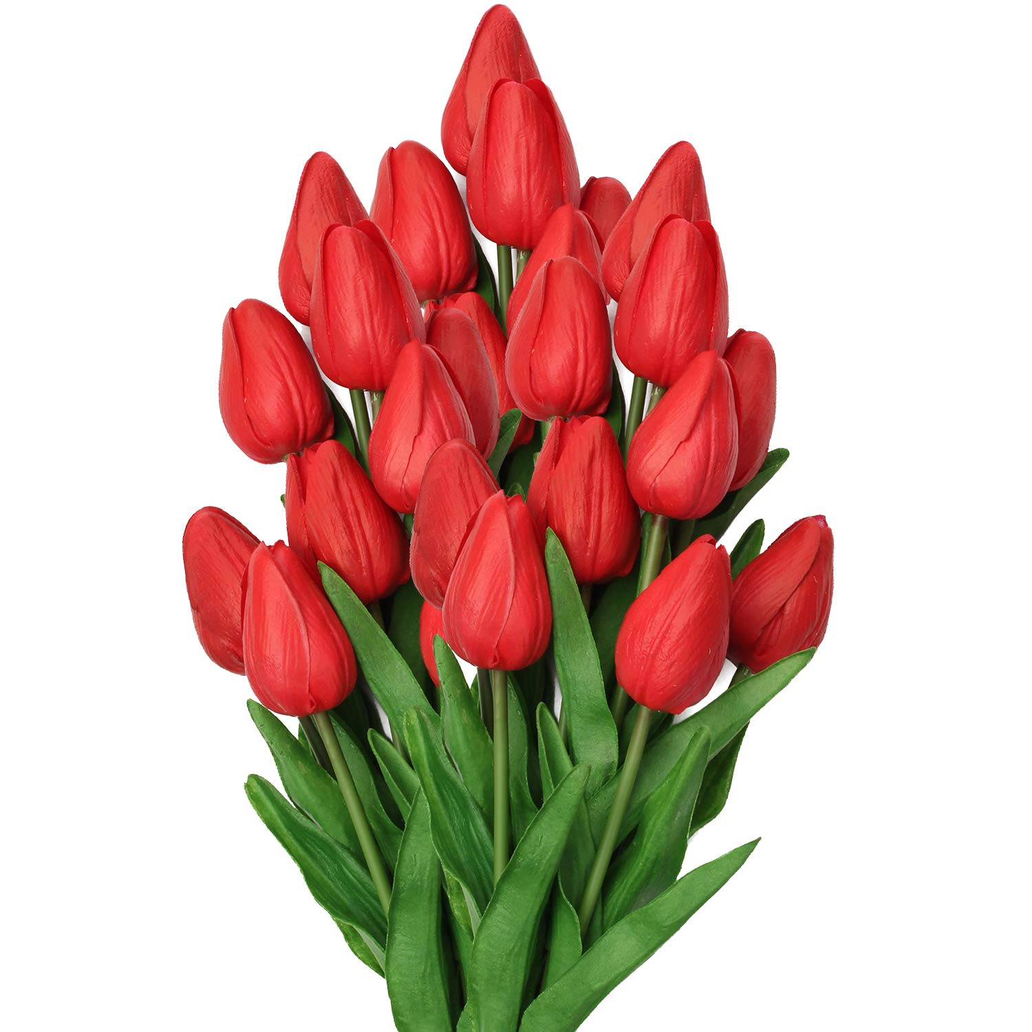 10 Pcs Real Touch Artificial Red Tulips - 13.5