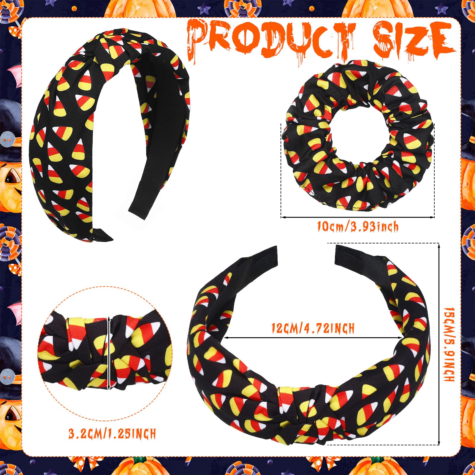 Jexine 8-Pack Patriotic Hair Headbands for Women & Girls - USA Flag & Star Knotted Hairbands, Memorial Day & 4th of July Hair Accessories, Costume Party Supplies (Candy Corn) - Perfect for Independence Day Celebrations, Festive Events & Patriotic Outfits