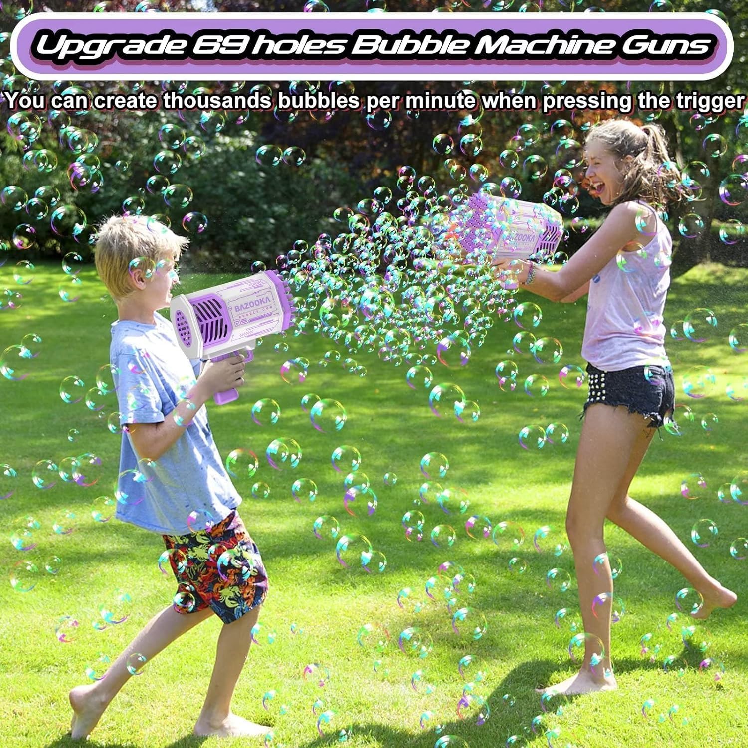 Electric Bubble Gun Bazooka Launcher - 69-Hole Bubble Blower Machine with Colorful LED Lights for Kids & Adults | Perfect for Birthday Parties, Weddings, Outdoor Play and Family Gatherings