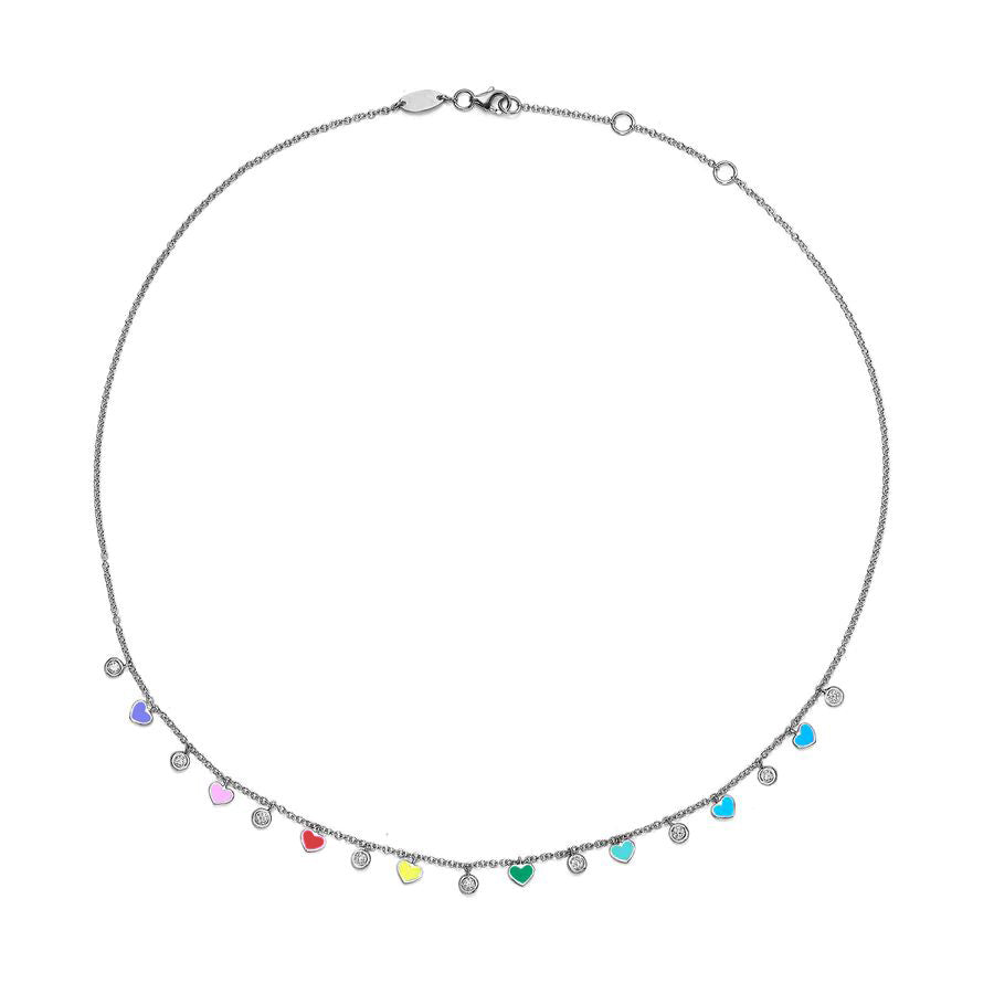 Luna Diamond Heart Necklace for Women - Multi Color Cubic Zirconia Pendant Jewelry Gift for Valentine's Day, Anniversary & Birthday