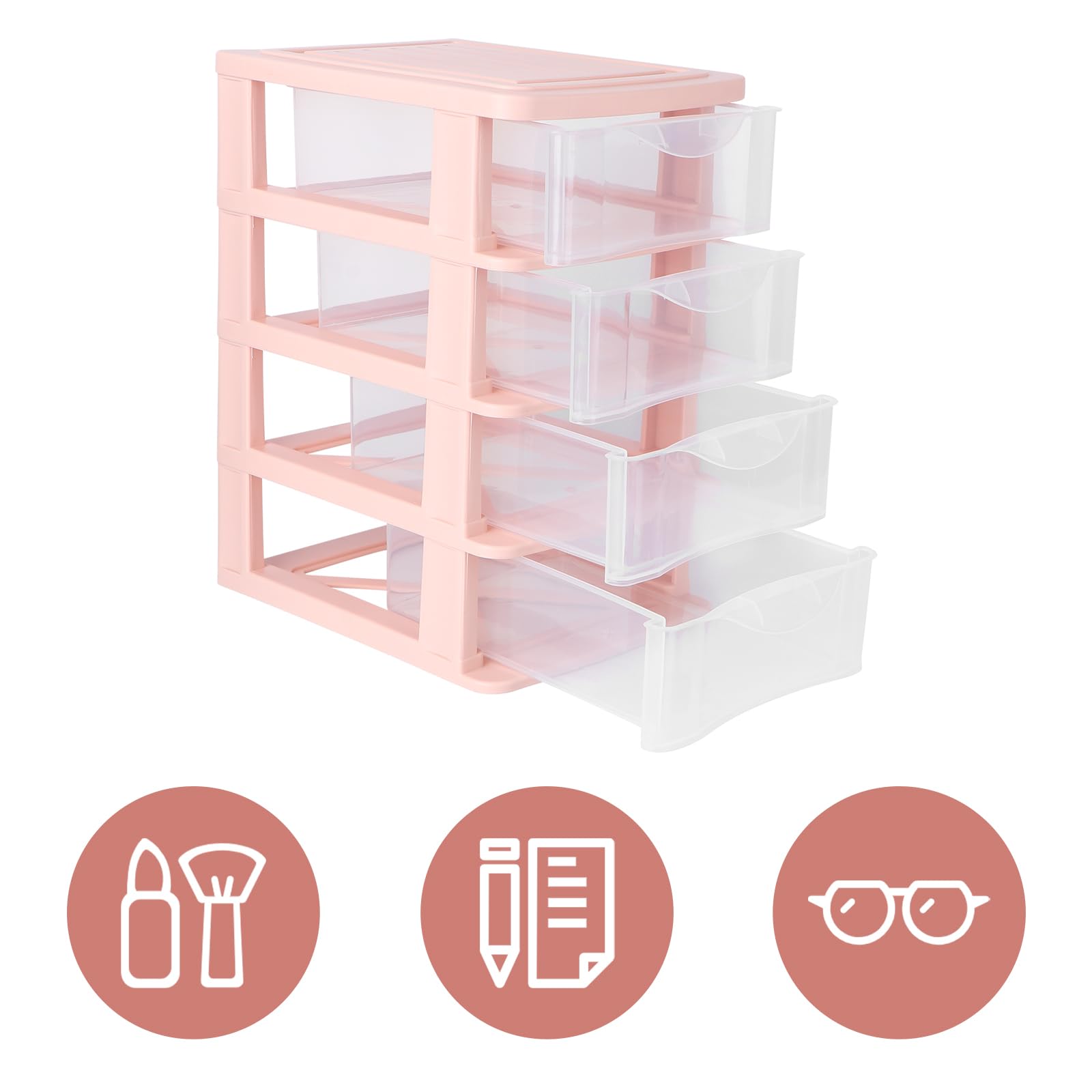 DOITOOL 4-Drawer Plastic Desktop Organizer - Teacher Toolbox, Office Storage Cube for Supplies, 12