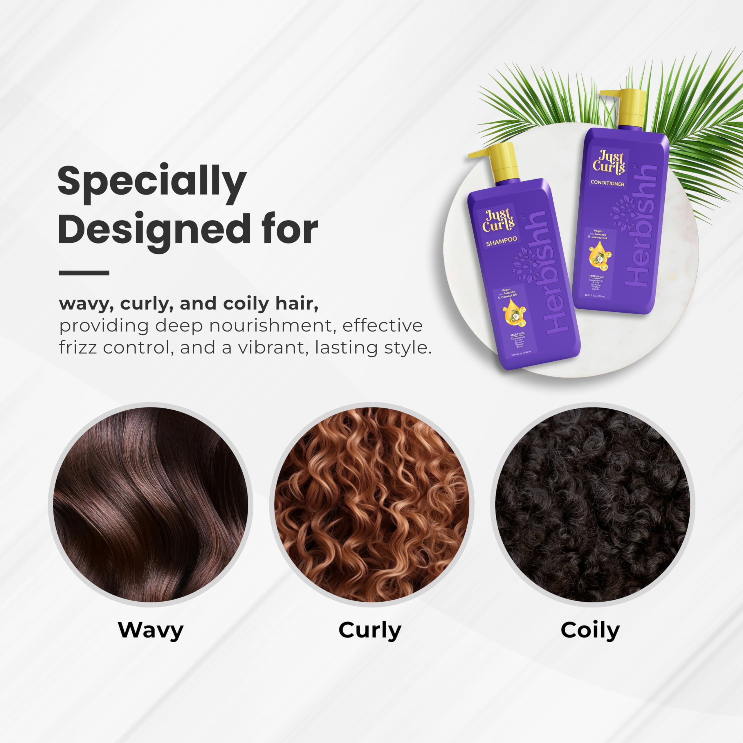 Herbishh Argan Oil Hair Mask - Deep Conditioning Treatment for Dry, Damaged Hair | Hydrating & Nourishing Hair Care 150ml + Curly Hair Shampoo & Conditioner Set | For Smooth, Shiny & Frizz-Free Hair at Home or Salon