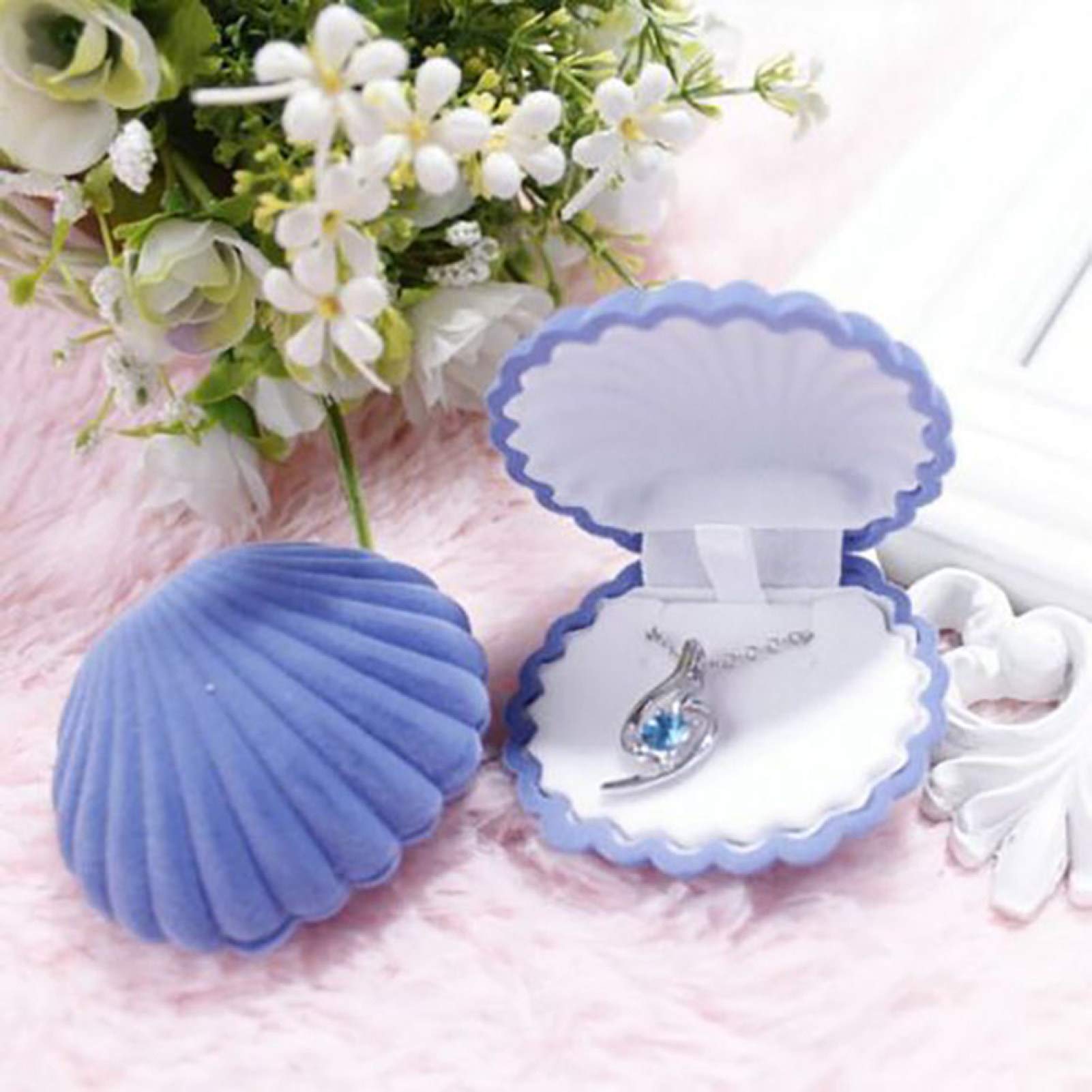 Fashionable Velvet Jewelry Storage Box for Necklaces, Earrings, Rings & Watches - Shell-Shaped Design with Lid - Perfect Gift for Birthdays, Valentine's Day (Pink, One Size) - Ideal for Travel, Home Organization & Jewelry Protection