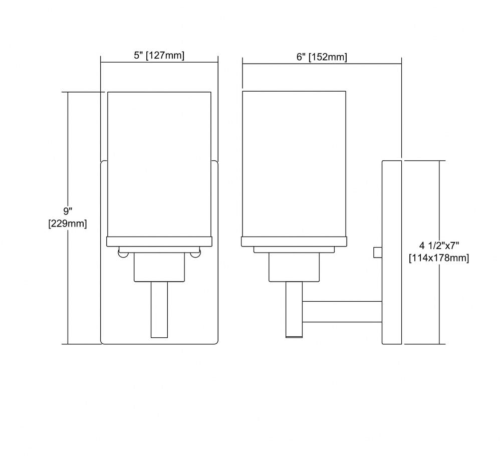 1 Up Light Bath Sconce with Brushed Nickel Finish & White Glass - 9-Inch Height, 5-Inch Width - Modern Bathroom Wall Lighting for Vanity, Mirror, or Shower - Glass/Metal Construction