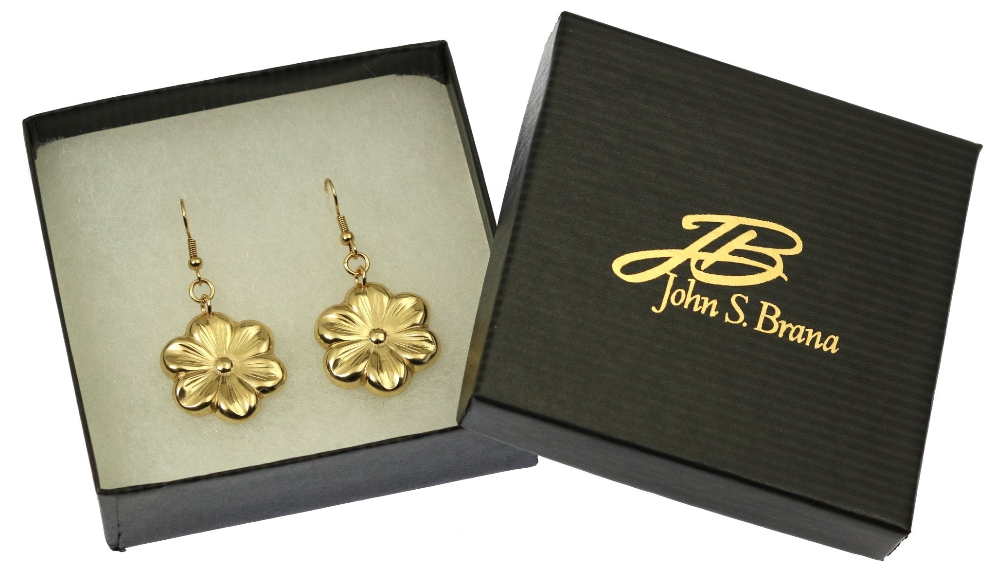 Nu Gold Cherry Blossom Flower Earrings - Elegant Floral Dangle Earrings for Women, Spring Fashion Jewelry Gift (Perfect for Weddings, Parties & Everyday Wear)