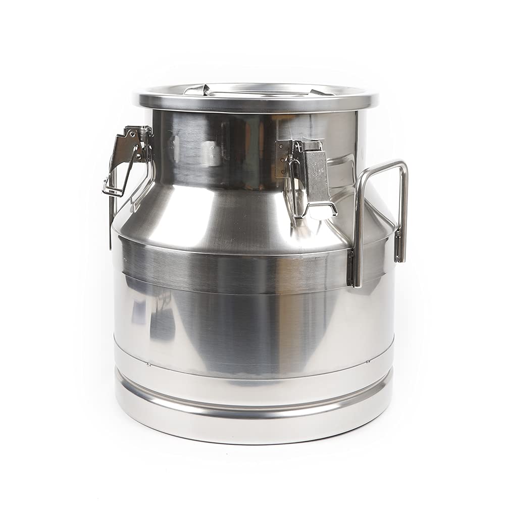 Eapmic 12L (3.16 Gallon) Stainless Steel Milk Can - Food Grade Wine & Milk Storage Bucket with Airtight Lid - Heavy Duty for Home Brewing, Farm Use, Restaurant & Commercial Kitchen