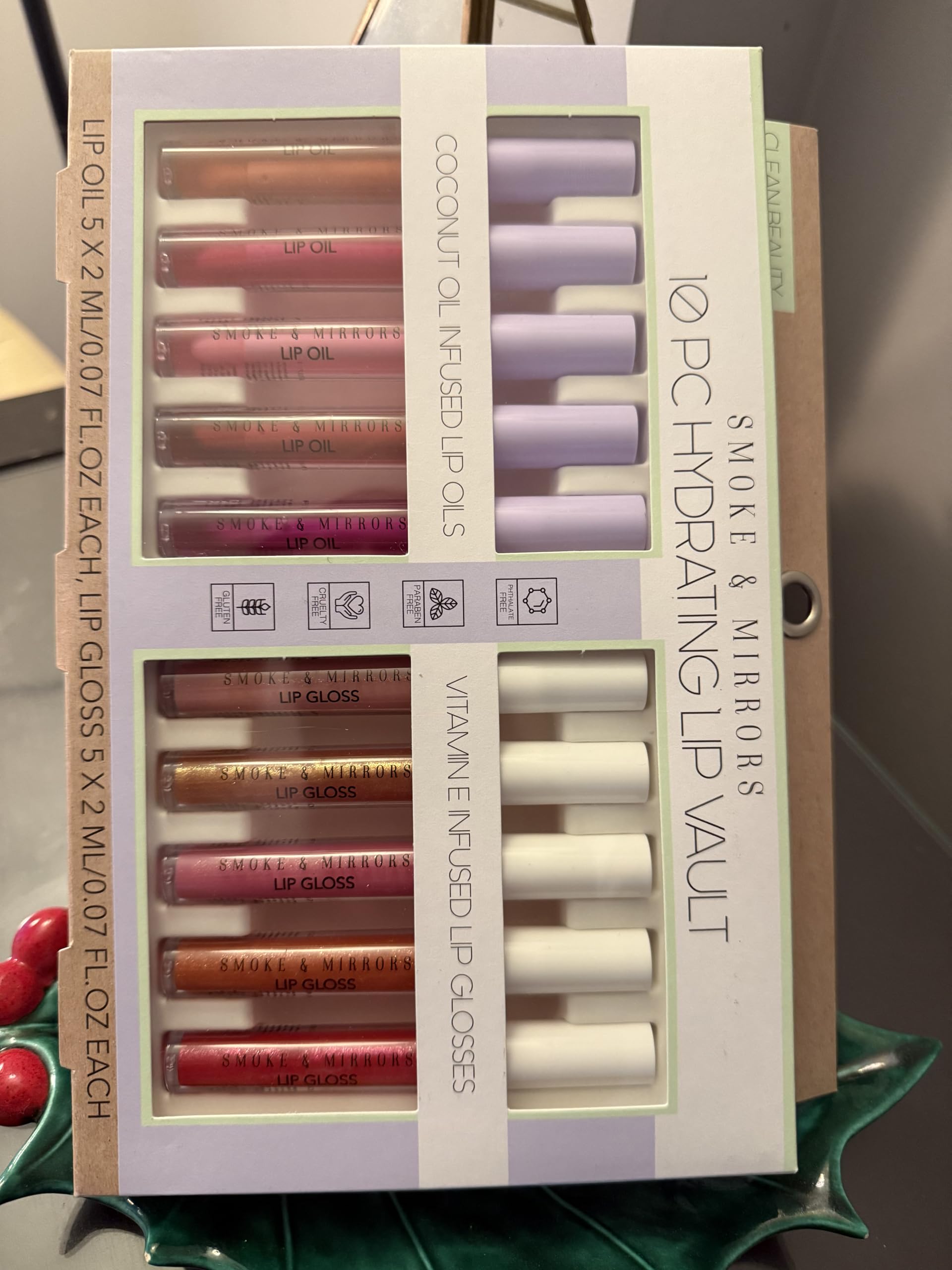 Smoke & Mirrors 10-Piece Hydrating Lip Vault Set - Coconut Oil Infused Lip Oils & Vitamin Enriched Lip Glosses for Soft, Plump Lips | Perfect for Daily Moisture, Night Care & Makeup Looks