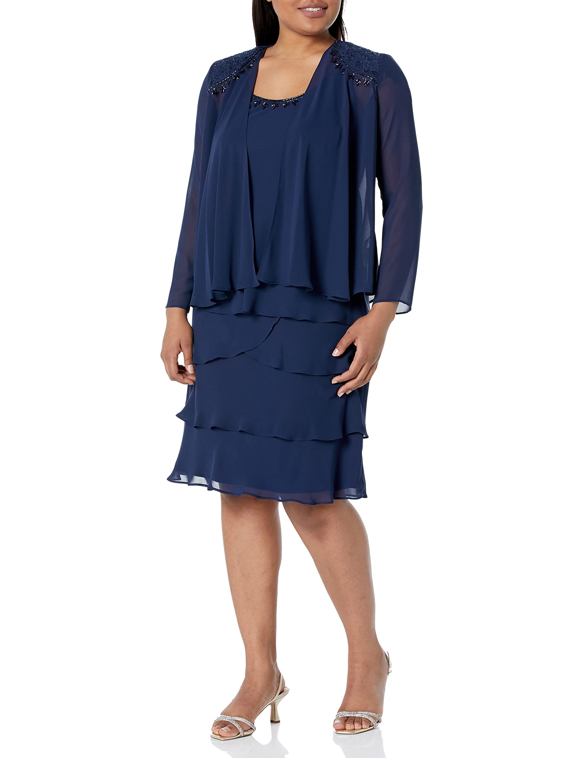 Elegant Beaded Two-Piece Jacket Dress for Mother of the Bride | Women's Formal Occasion Outfit | Perfect for Weddings, Parties & Special Events