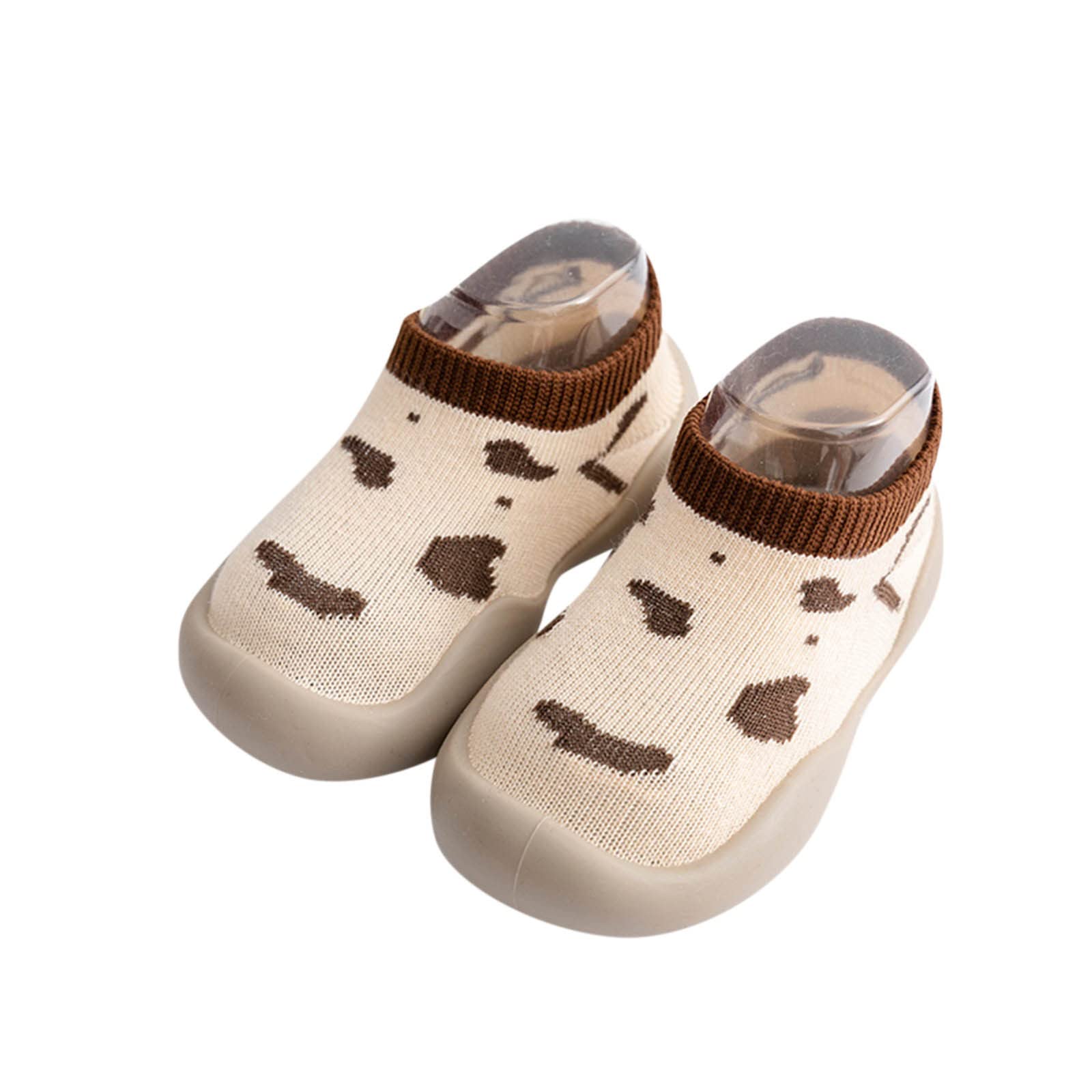 **Baby Animal Cartoon Fleece Socks Shoes - Non-Slip Warm Floor Socks for Infants 0-6 Months (Coffee) - Perfect for Crawling & Indoor Play**