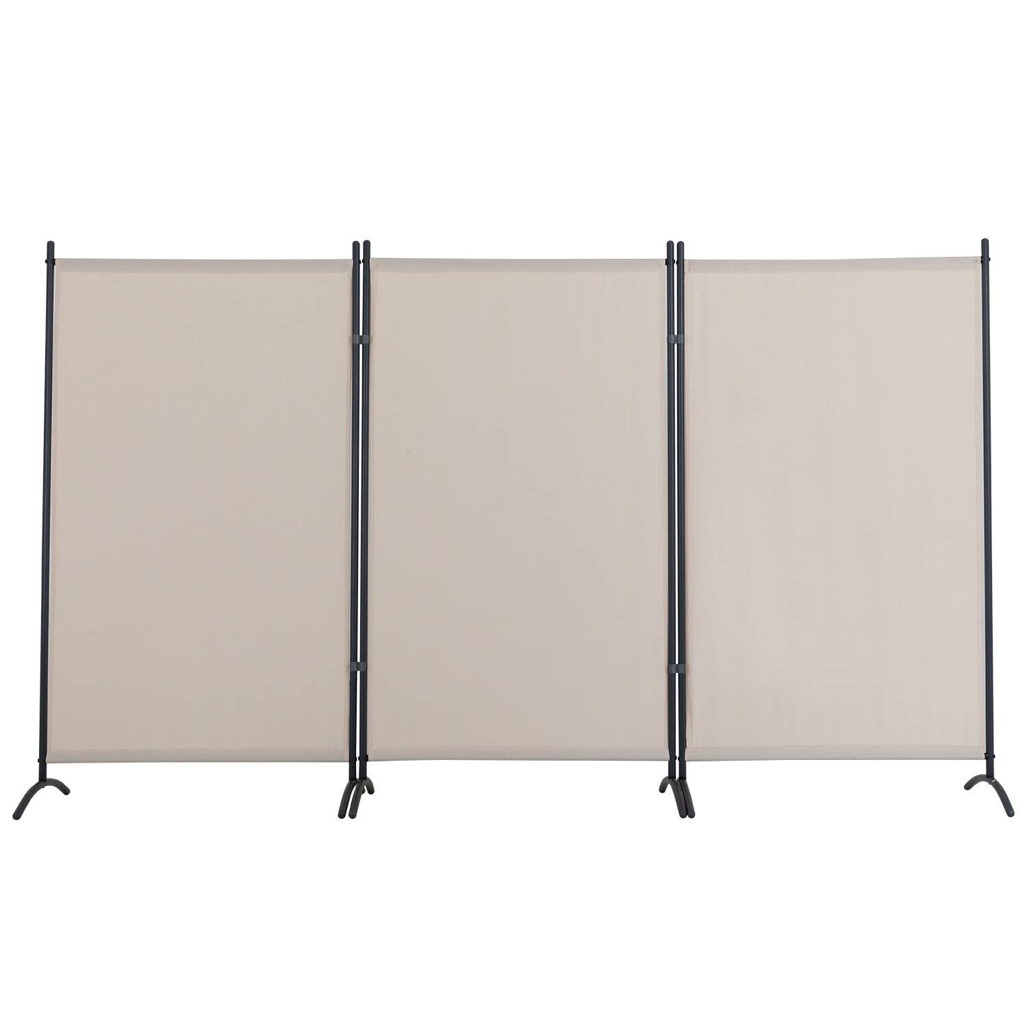 3-Panel Privacy Screen Room Divider - 5.9FT Portable Steel Frame Partition for Home Office, Bedroom & Living Room - Beige Folding Divider for Privacy & Space Separation