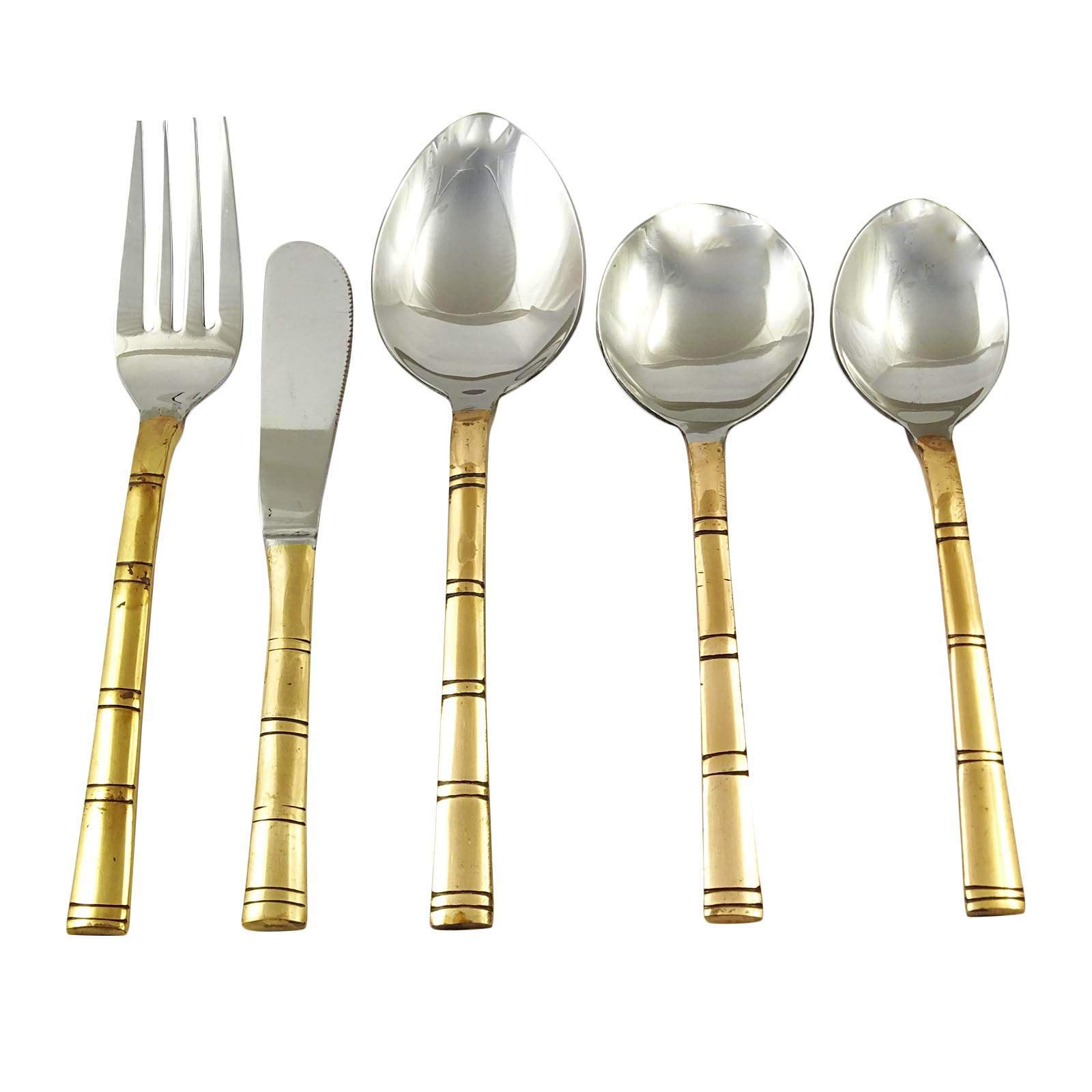Handmade Traditional Indian Copper Serving Spoon & Fork Set - Elegant Kitchen Cutlery for Indian Cuisine, Dinner Parties & Home Decor