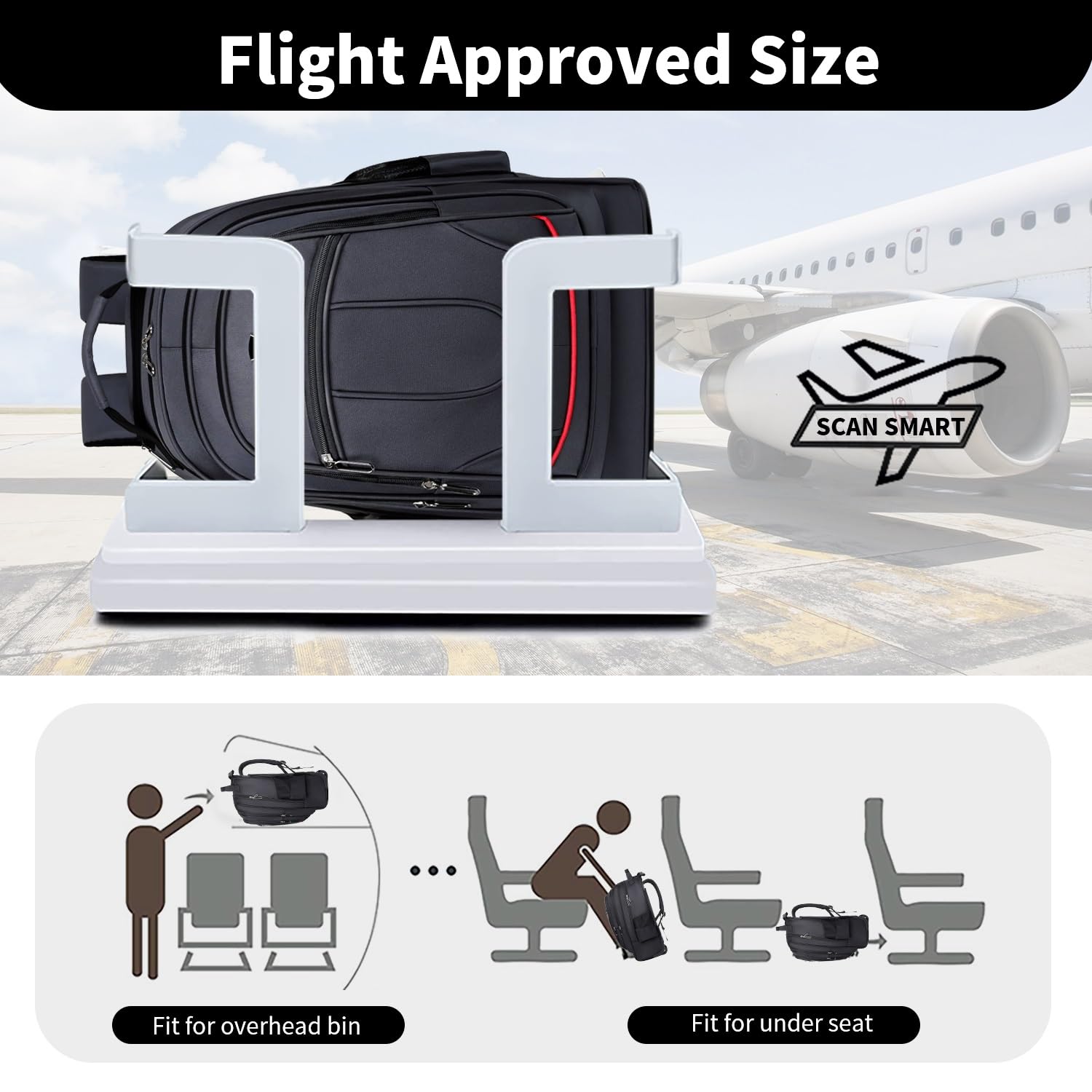 Rolling Backpack for Women & Men - Wheeled Travel Backpack with USB Charging Port, 19.68 Inch Carry-On Luggage - Perfect for Air Travel, Commuting & Business Trips (Black)